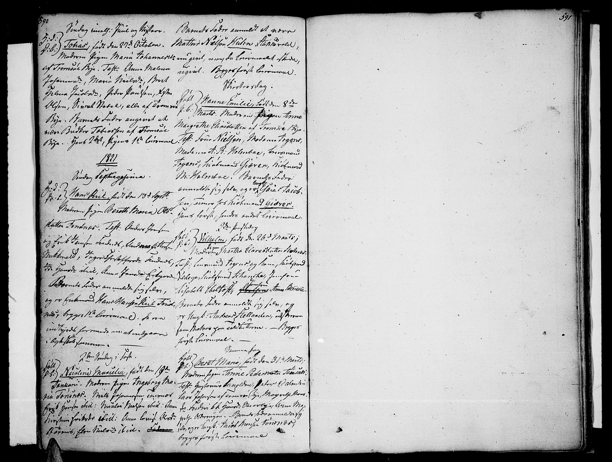 Tromsø sokneprestkontor/stiftsprosti/domprosti, AV/SATØ-S-1343/G/Ga/L0006kirke: Ministerialbok nr. 6, 1806-1821, s. 590-591