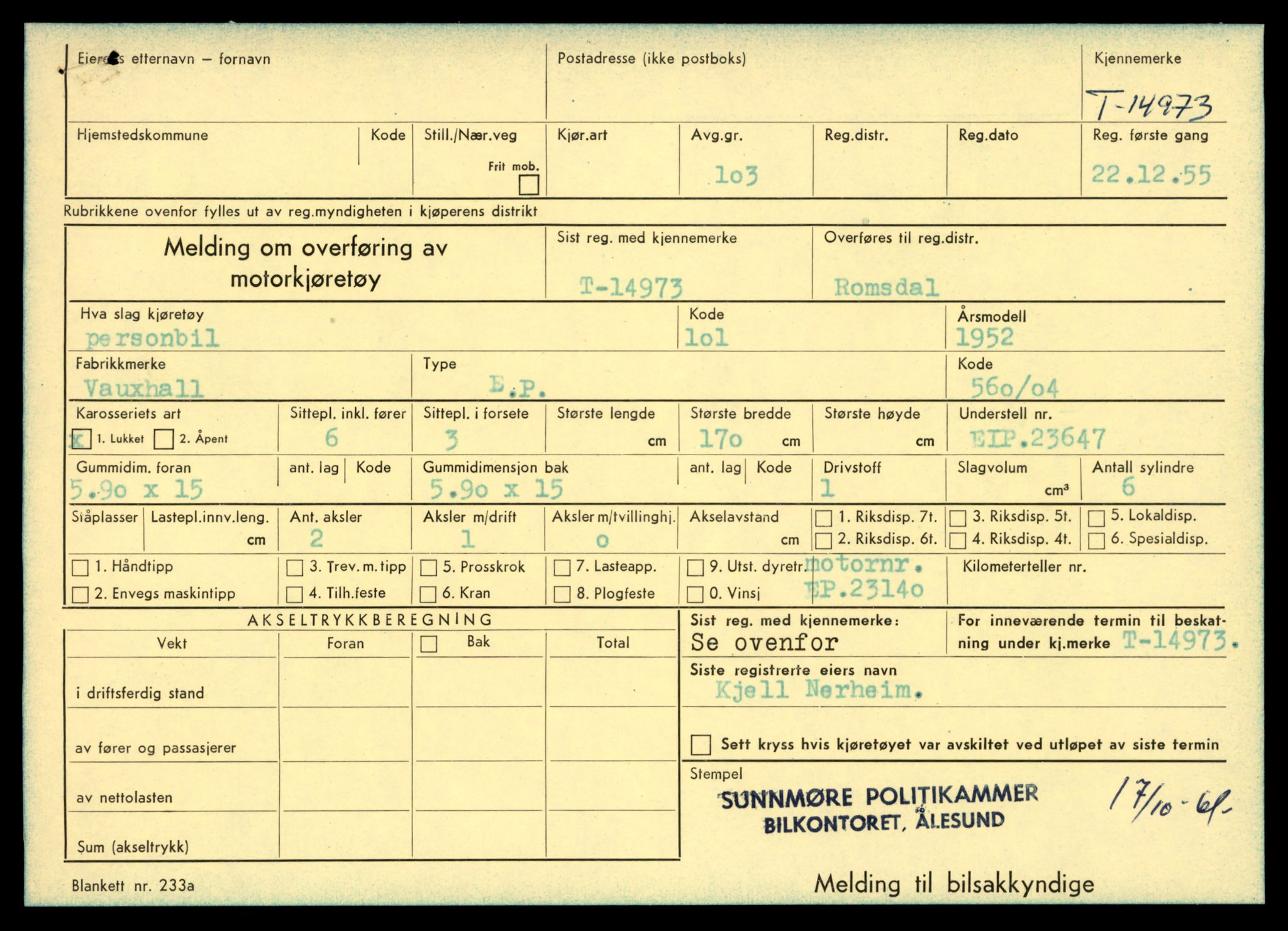 Møre og Romsdal vegkontor - Ålesund trafikkstasjon, AV/SAT-A-4099/F/Fe/L0049: Registreringskort for kjøretøy T 14864 - T 18613, 1927-1998, s. 2571