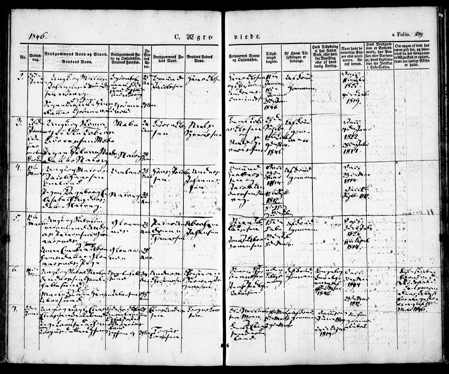Høvåg sokneprestkontor, AV/SAK-1111-0025/F/Fa/L0003: Ministerialbok nr. A 3, 1843-1858, s. 289