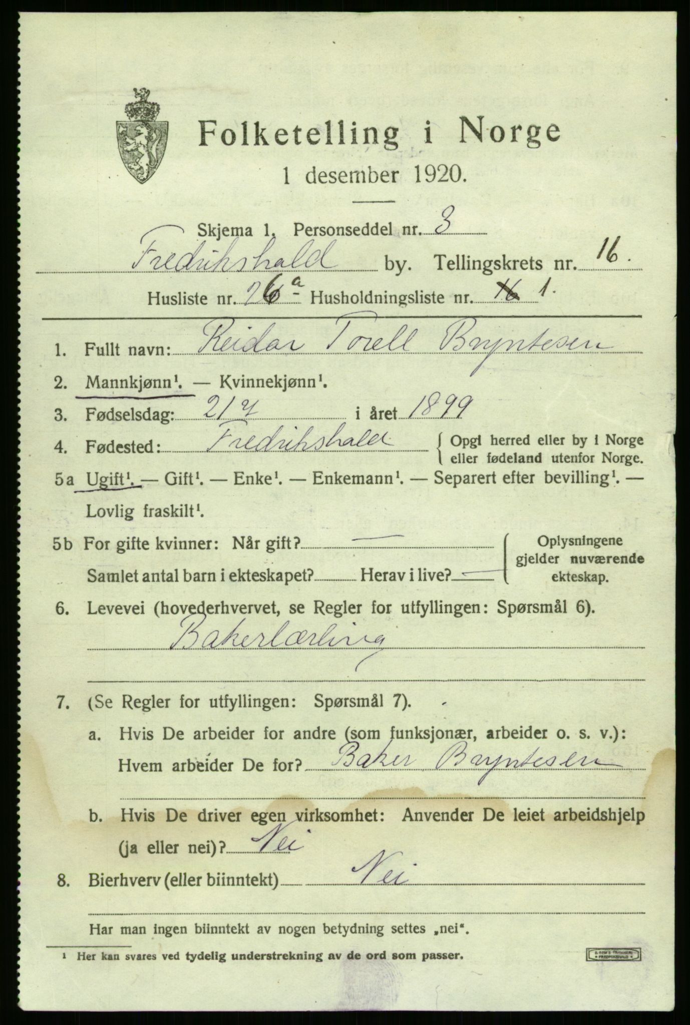 RA, Folketellinga 1920: Uplasserte skjema, 1920, s. 7