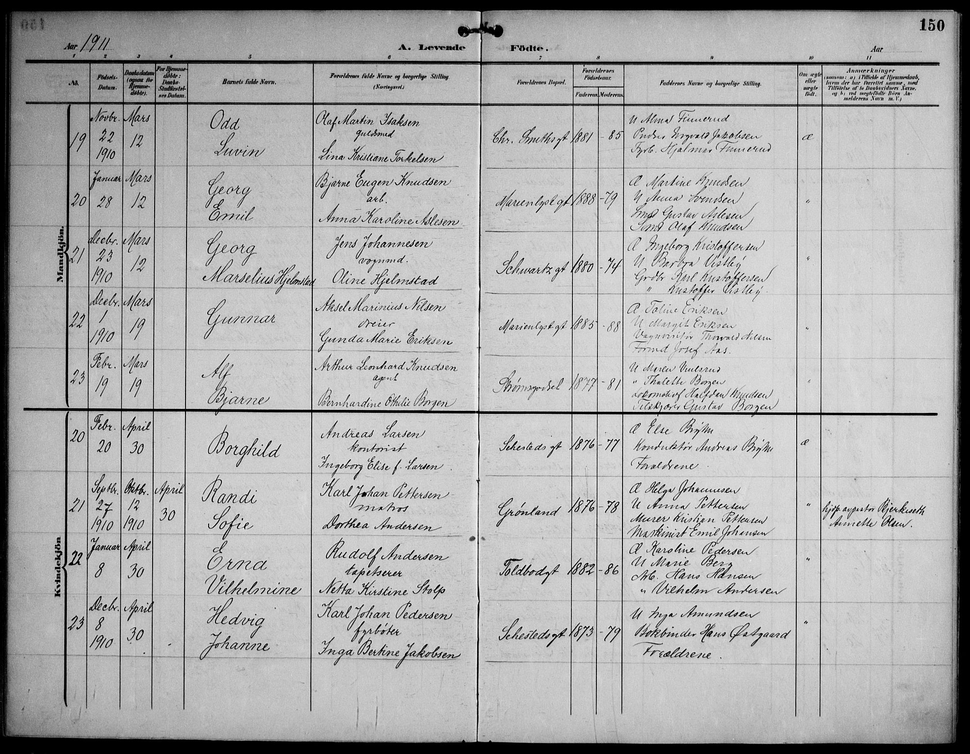 Strømsø kirkebøker, AV/SAKO-A-246/F/Fa/L0026: Ministerialbok nr. I 26, 1905-1914, s. 150