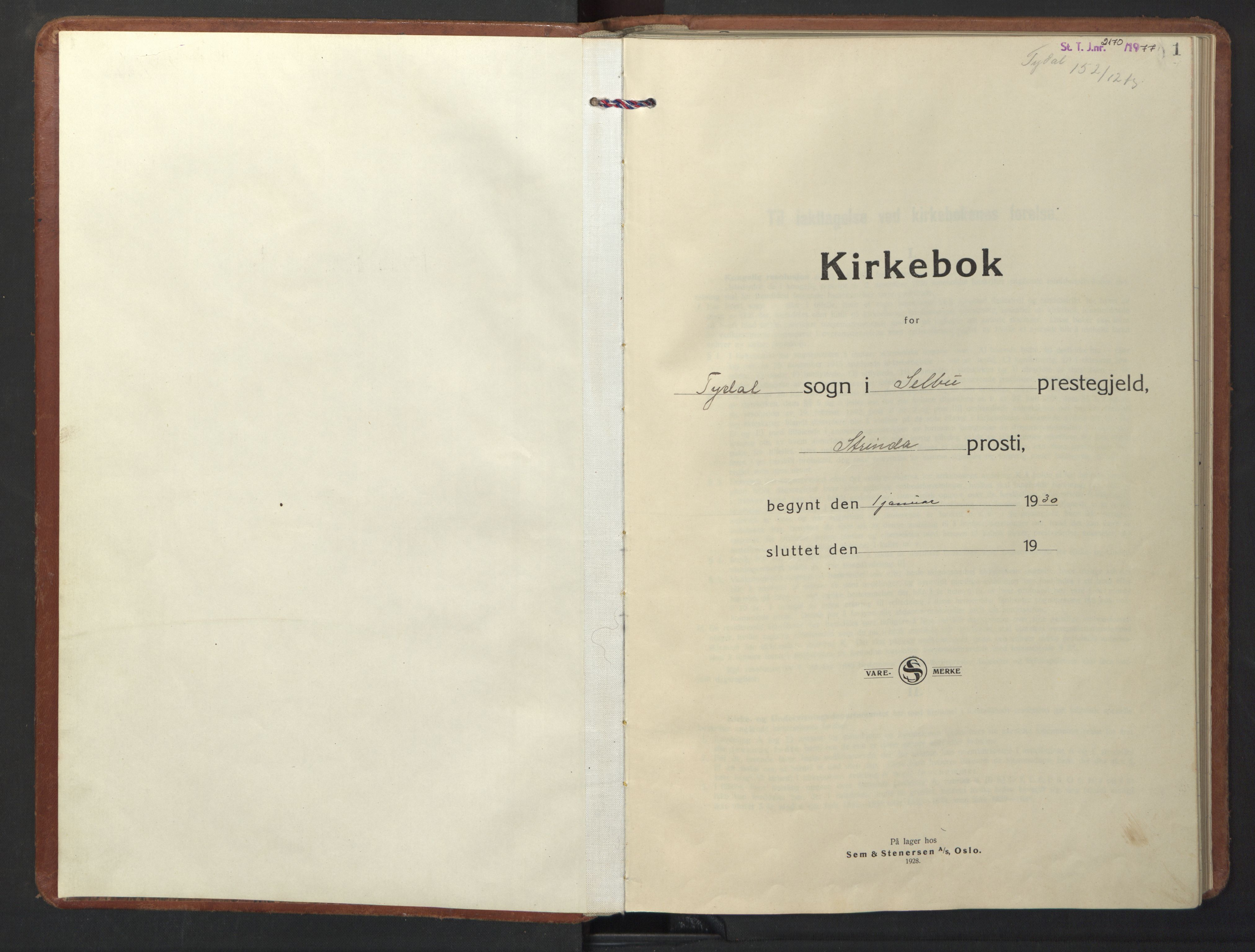 Ministerialprotokoller, klokkerbøker og fødselsregistre - Sør-Trøndelag, SAT/A-1456/698/L1169: Klokkerbok nr. 698C06, 1930-1949, s. 1