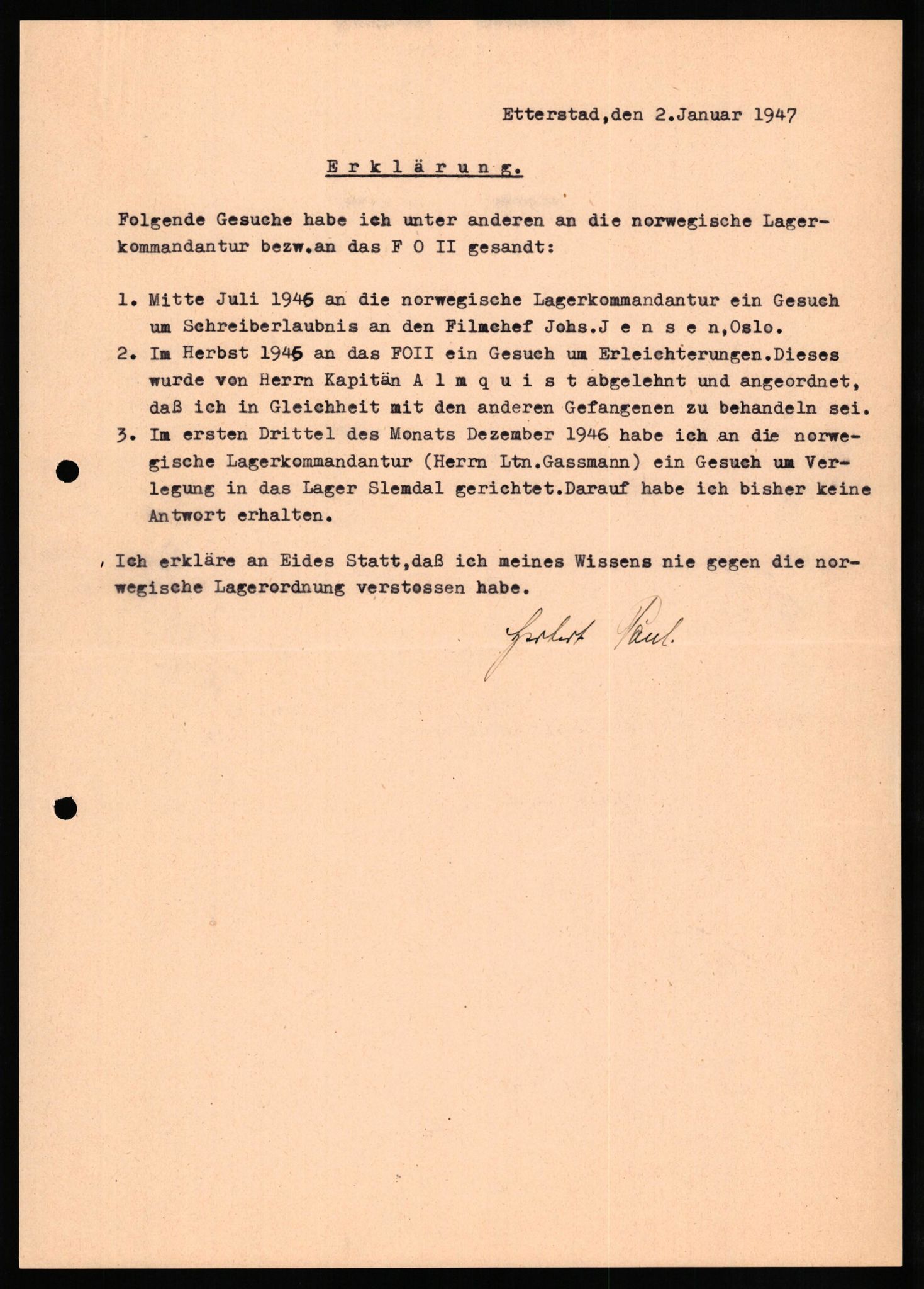 Forsvaret, Forsvarets overkommando II, AV/RA-RAFA-3915/D/Db/L0025: CI Questionaires. Tyske okkupasjonsstyrker i Norge. Tyskere., 1945-1946, s. 410