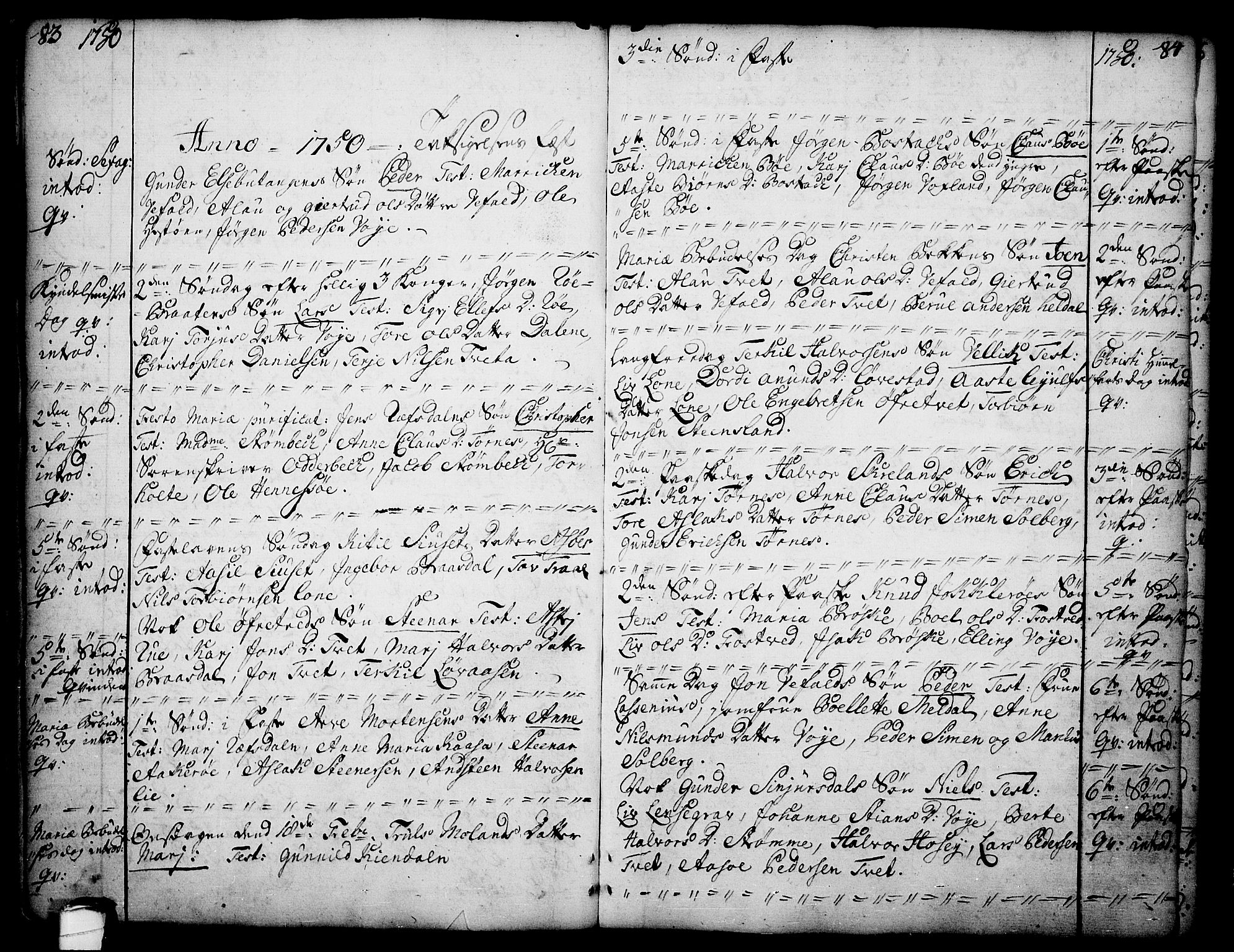 Drangedal kirkebøker, AV/SAKO-A-258/F/Fa/L0002: Ministerialbok nr. 2, 1733-1753, s. 83-84
