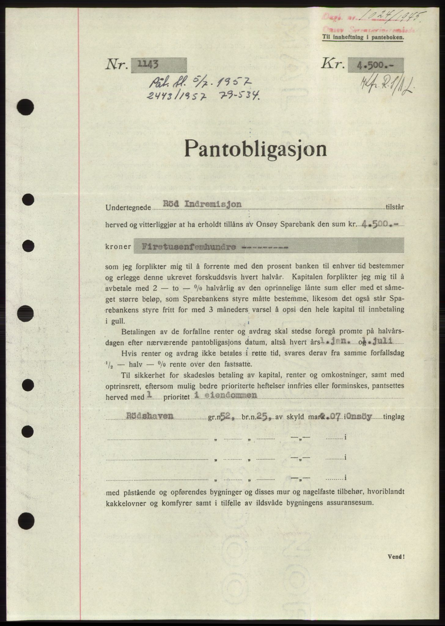 Onsøy sorenskriveri, SAO/A-10474/G/Ga/Gac/L0004: Pantebok nr. B4, 1944-1946, Dagboknr: 1024/1945