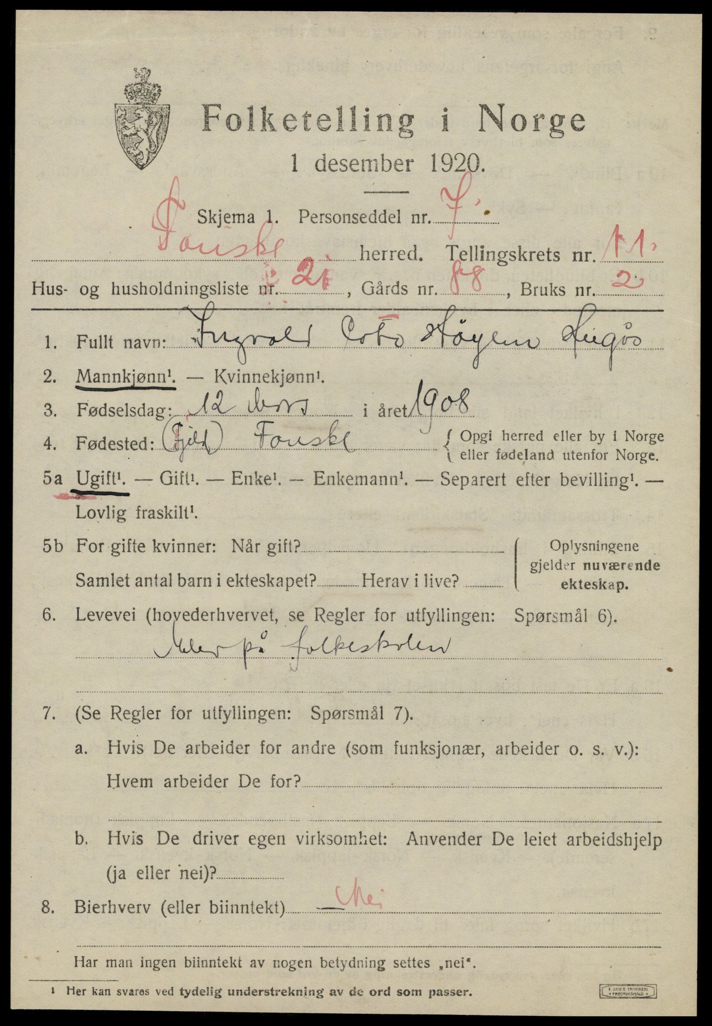 SAT, Folketelling 1920 for 1841 Fauske herred, 1920, s. 8168