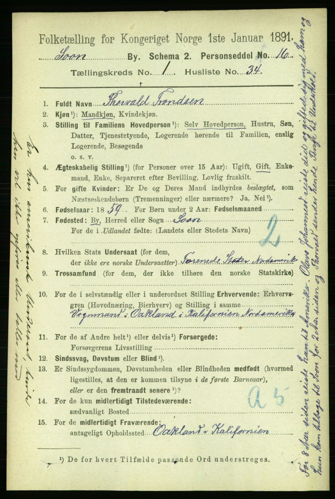 RA, Folketelling 1891 for 0201 Son ladested, 1891, s. 318