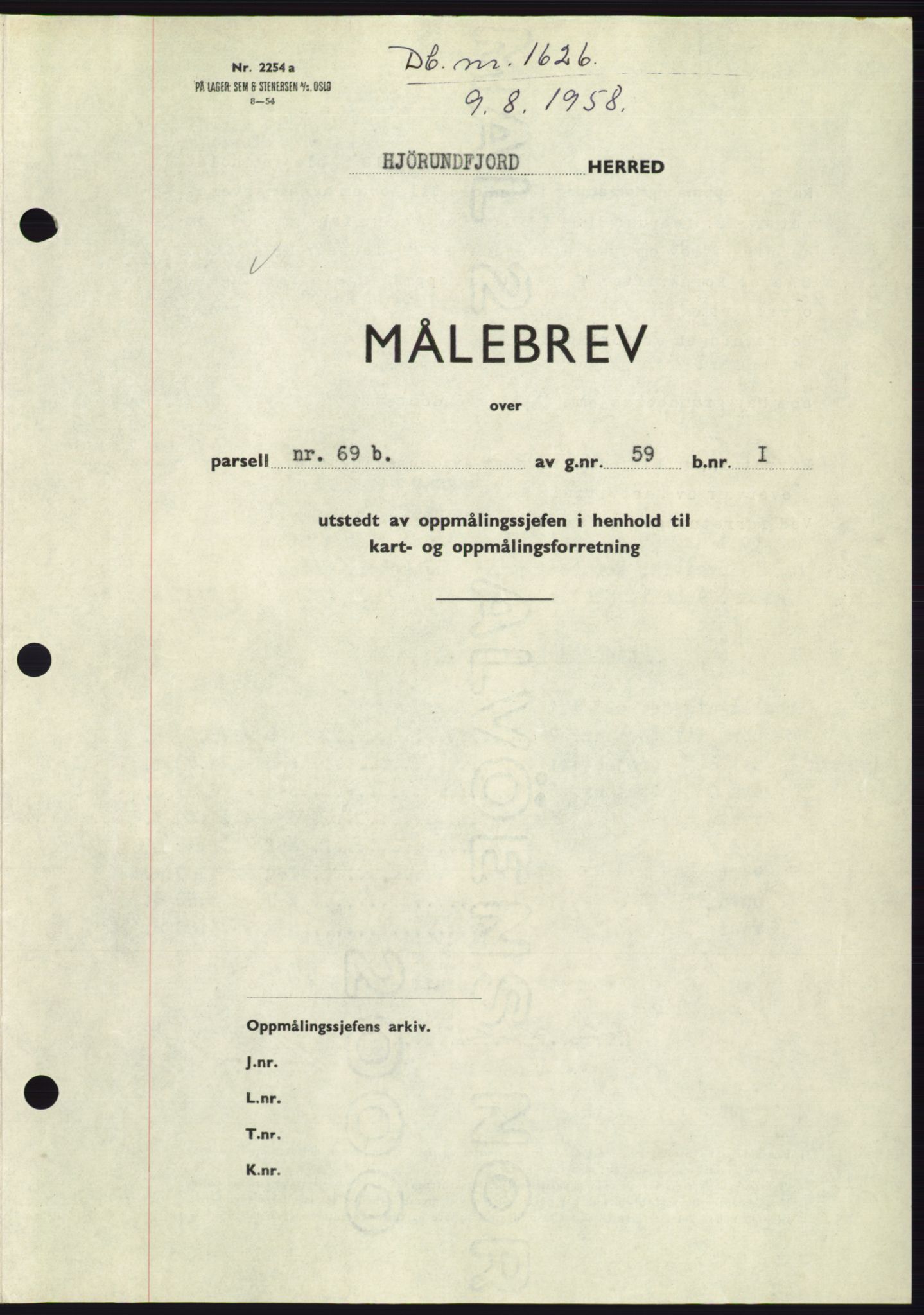 Søre Sunnmøre sorenskriveri, AV/SAT-A-4122/1/2/2C/L0110: Pantebok nr. 36A, 1958-1958, Dagboknr: 1626/1958
