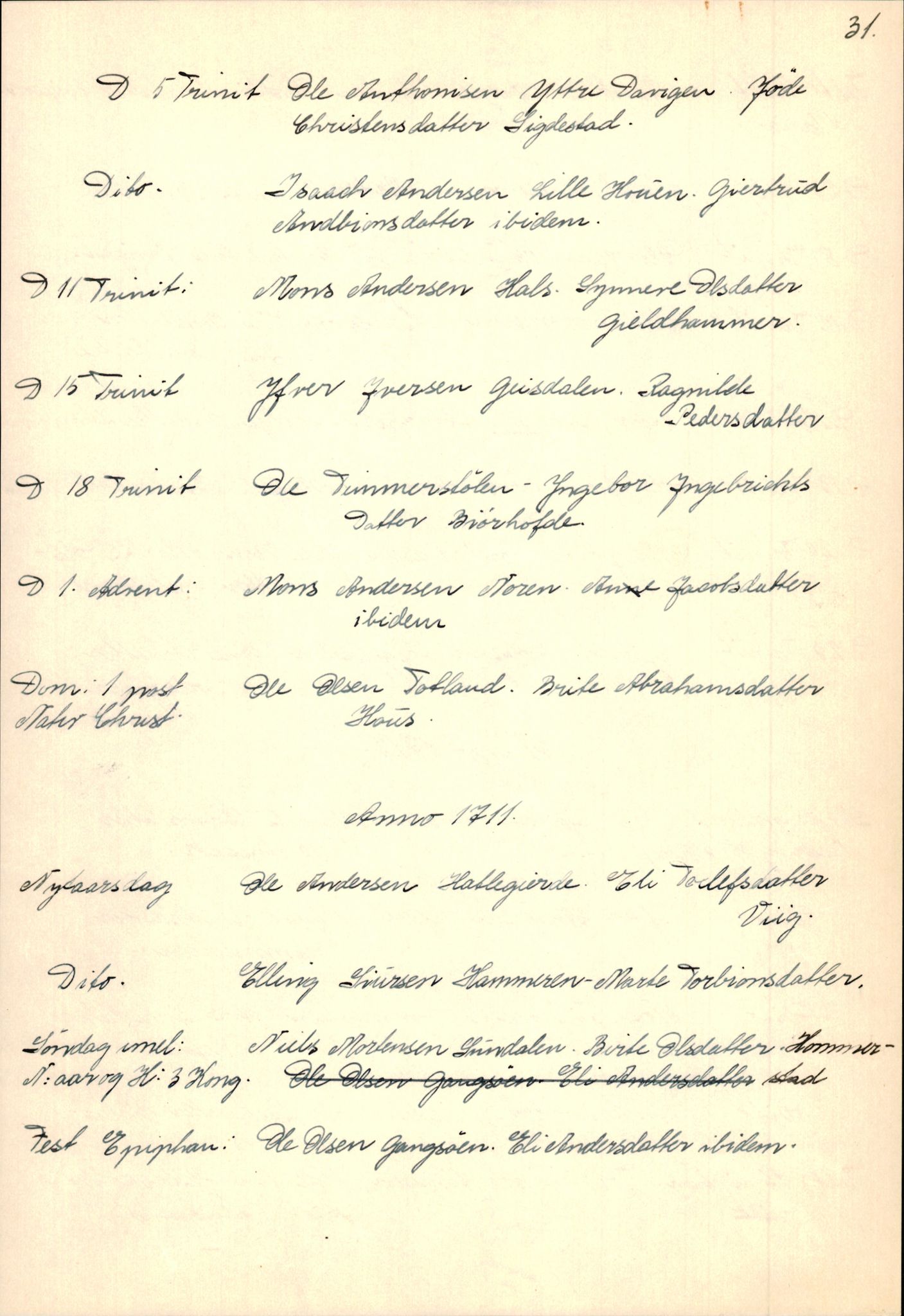 Samling av fulltekstavskrifter, SAB/FULLTEKST/B/14/0015: Davik sokneprestembete, ministerialbok nr. A 1, 1710-1742, s. 61
