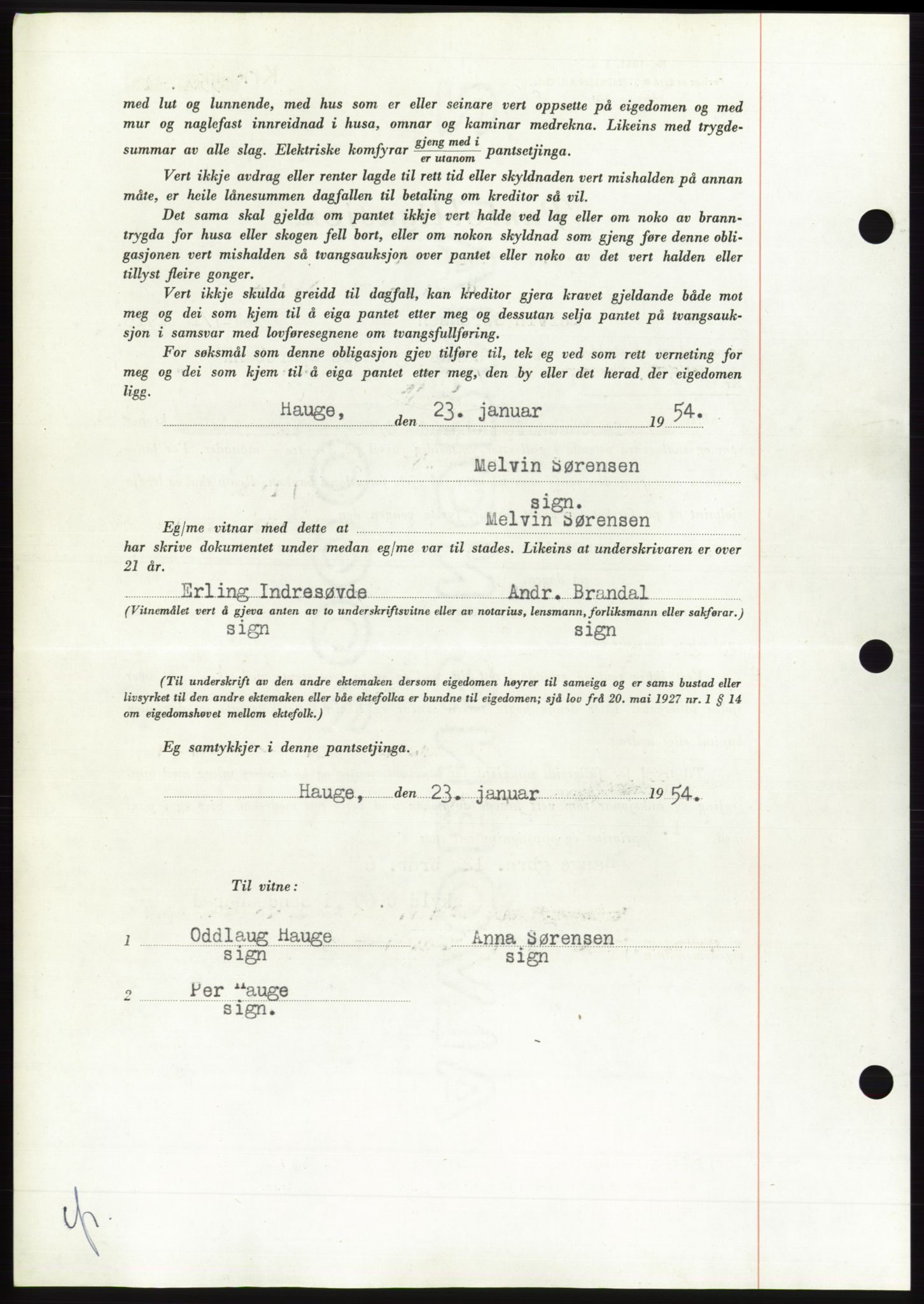 Søre Sunnmøre sorenskriveri, AV/SAT-A-4122/1/2/2C/L0124: Pantebok nr. 12B, 1953-1954, Dagboknr: 314/1954