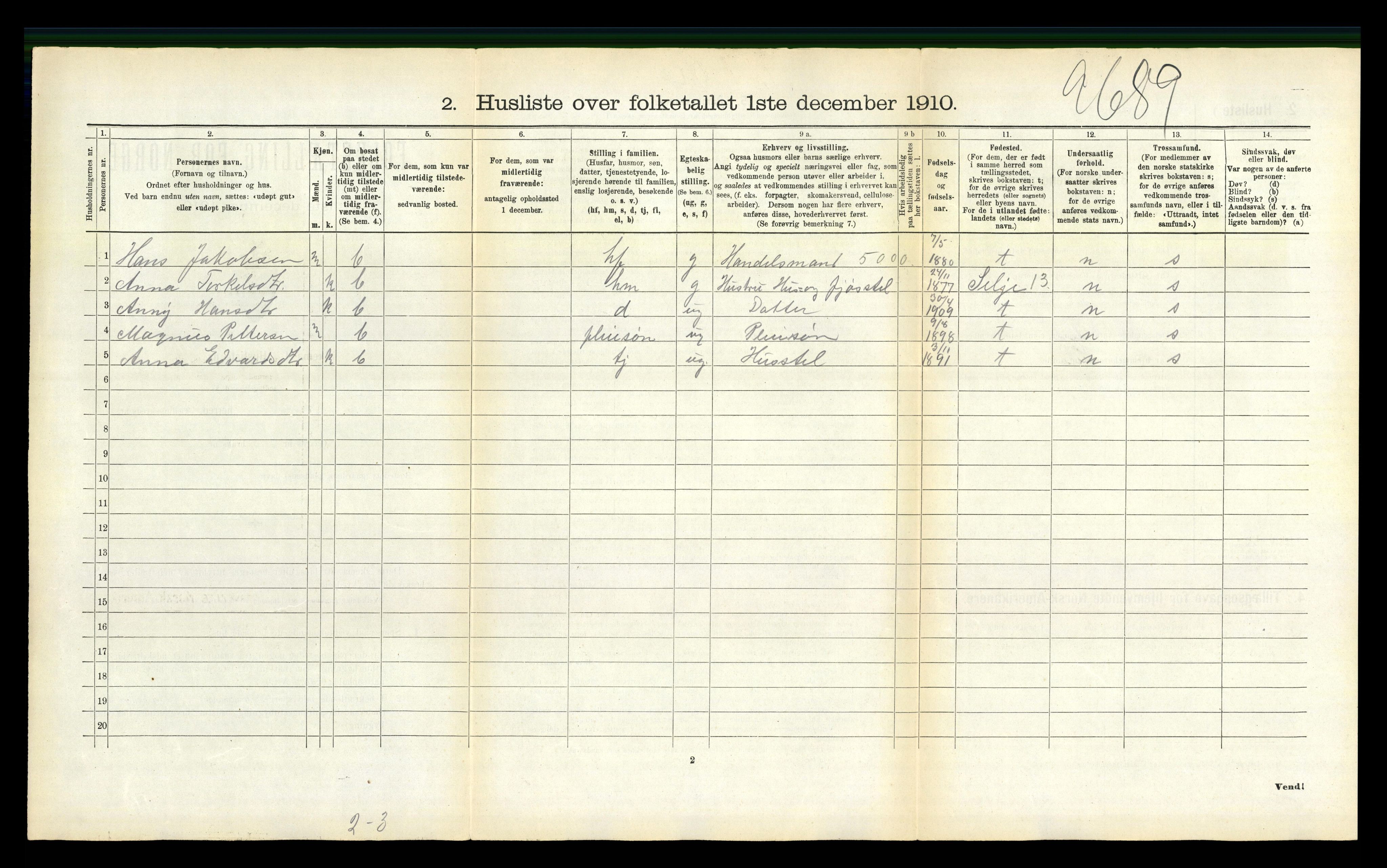 RA, Folketelling 1910 for 1866 Hadsel herred, 1910, s. 1746