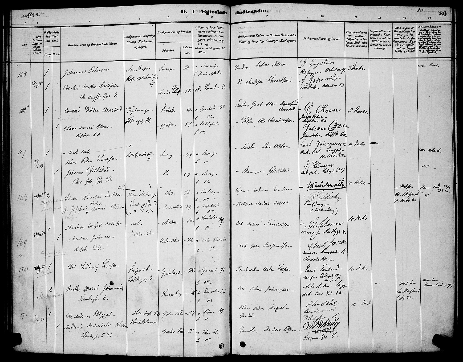 Trefoldighet prestekontor Kirkebøker, AV/SAO-A-10882/H/Ha/L0003: Lysningsprotokoll nr. 3, 1878-1888, s. 80