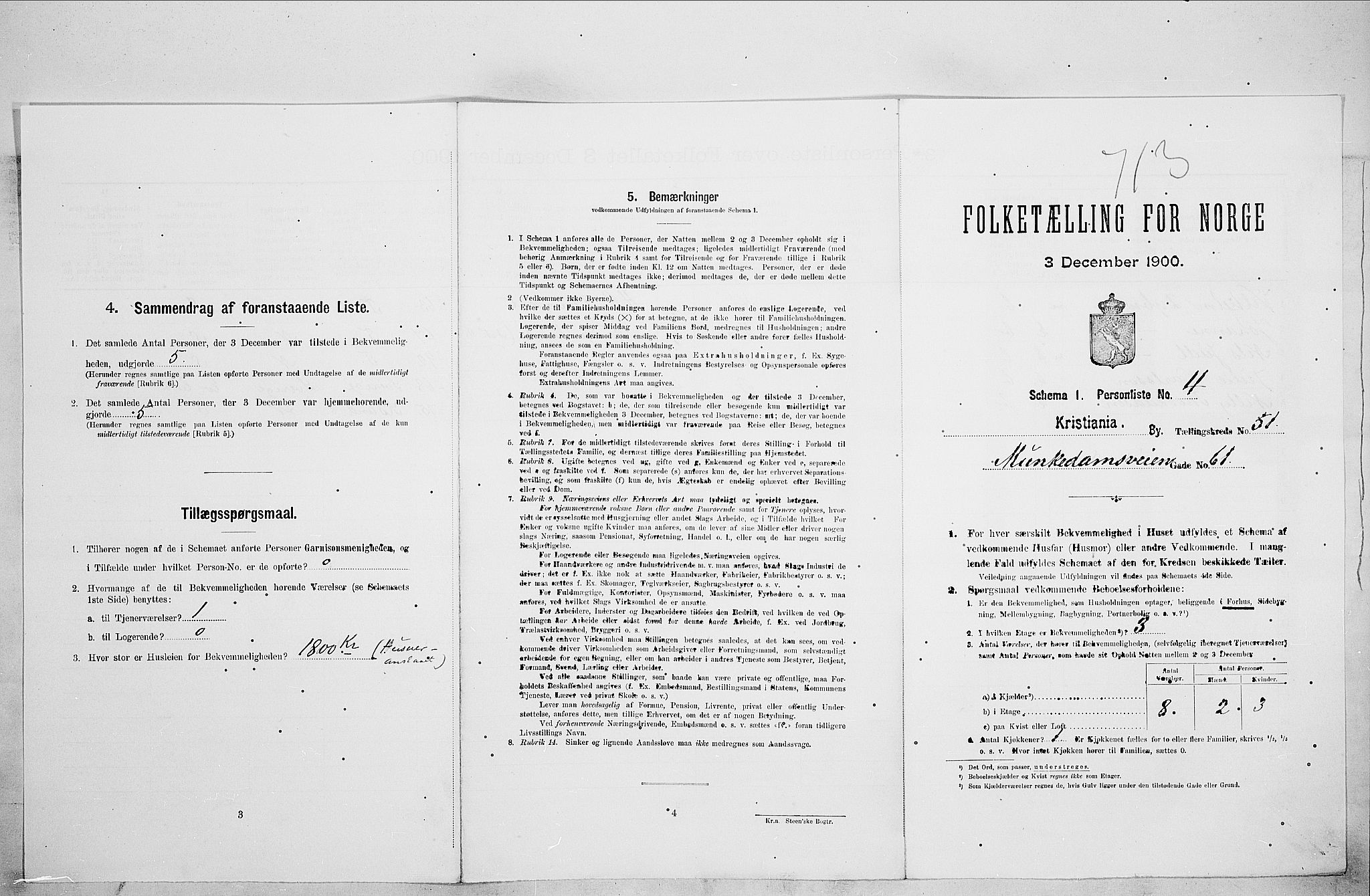 SAO, Folketelling 1900 for 0301 Kristiania kjøpstad, 1900, s. 61454