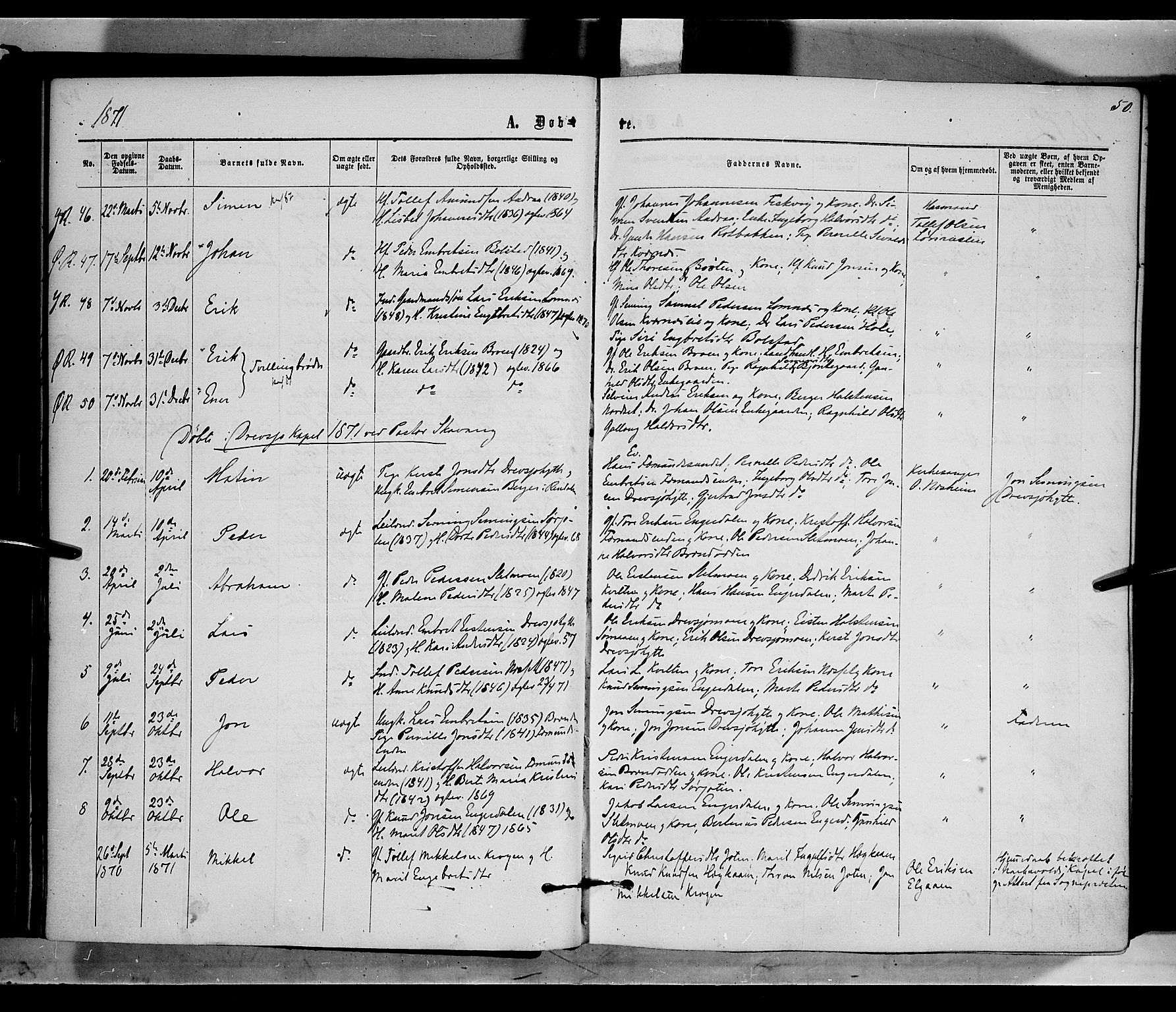 Rendalen prestekontor, AV/SAH-PREST-054/H/Ha/Haa/L0006: Ministerialbok nr. 6, 1867-1877, s. 50