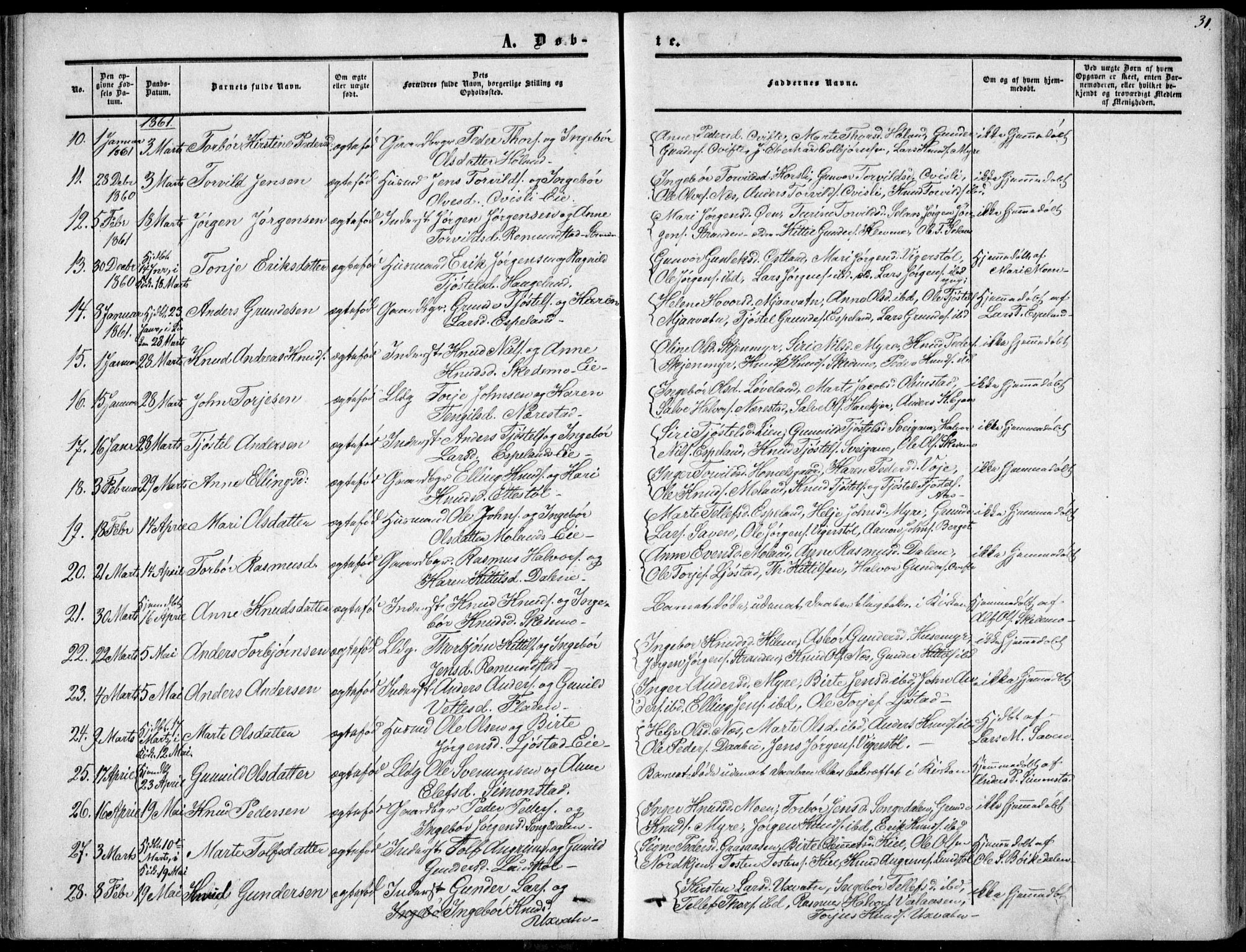 Gjerstad sokneprestkontor, AV/SAK-1111-0014/F/Fa/Fab/L0003: Ministerialbok nr. A 3, 1853-1878, s. 31