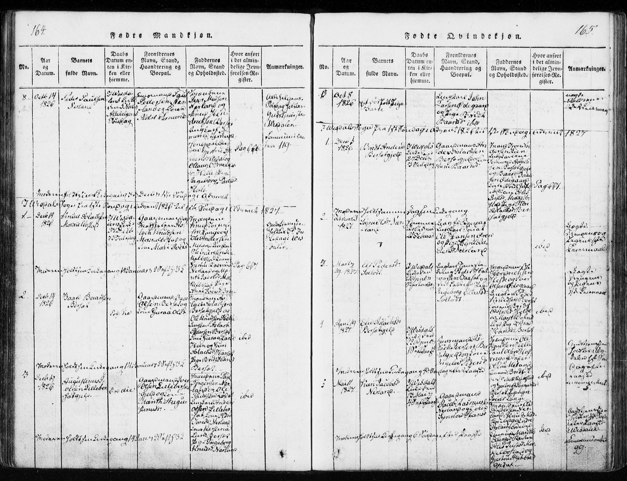 Ministerialprotokoller, klokkerbøker og fødselsregistre - Møre og Romsdal, AV/SAT-A-1454/551/L0623: Ministerialbok nr. 551A03, 1818-1831, s. 164-165