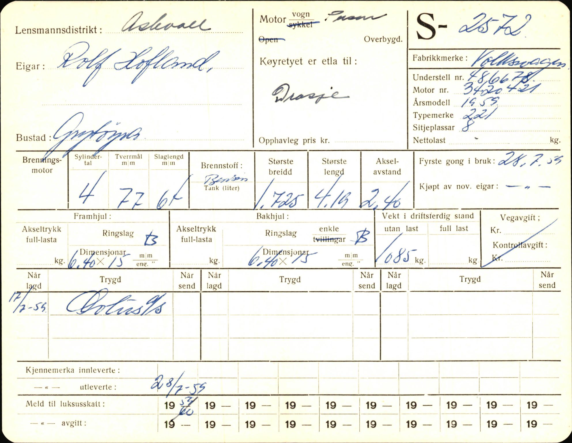 Statens vegvesen, Sogn og Fjordane vegkontor, AV/SAB-A-5301/4/F/L0004: Registerkort utmeldte Fjordane S2500-2700, S7200-7899, 1930-1961, s. 107