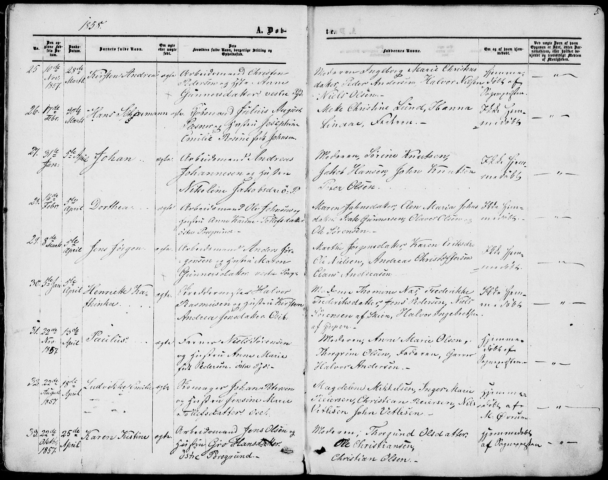 Porsgrunn kirkebøker , AV/SAKO-A-104/F/Fa/L0007: Ministerialbok nr. 7, 1858-1877, s. 5
