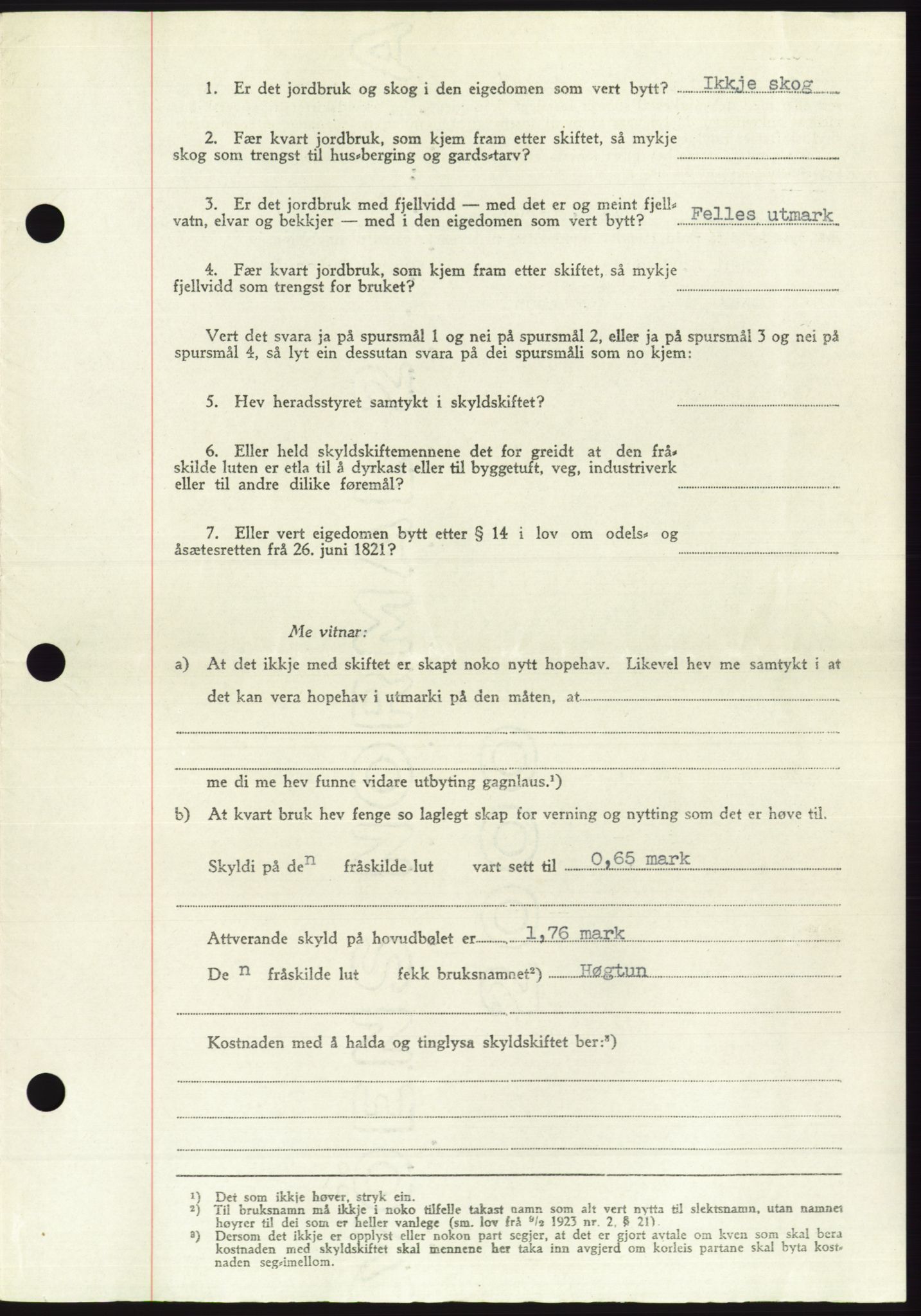 Søre Sunnmøre sorenskriveri, AV/SAT-A-4122/1/2/2C/L0085: Pantebok nr. 11A, 1949-1949, Dagboknr: 1816/1949