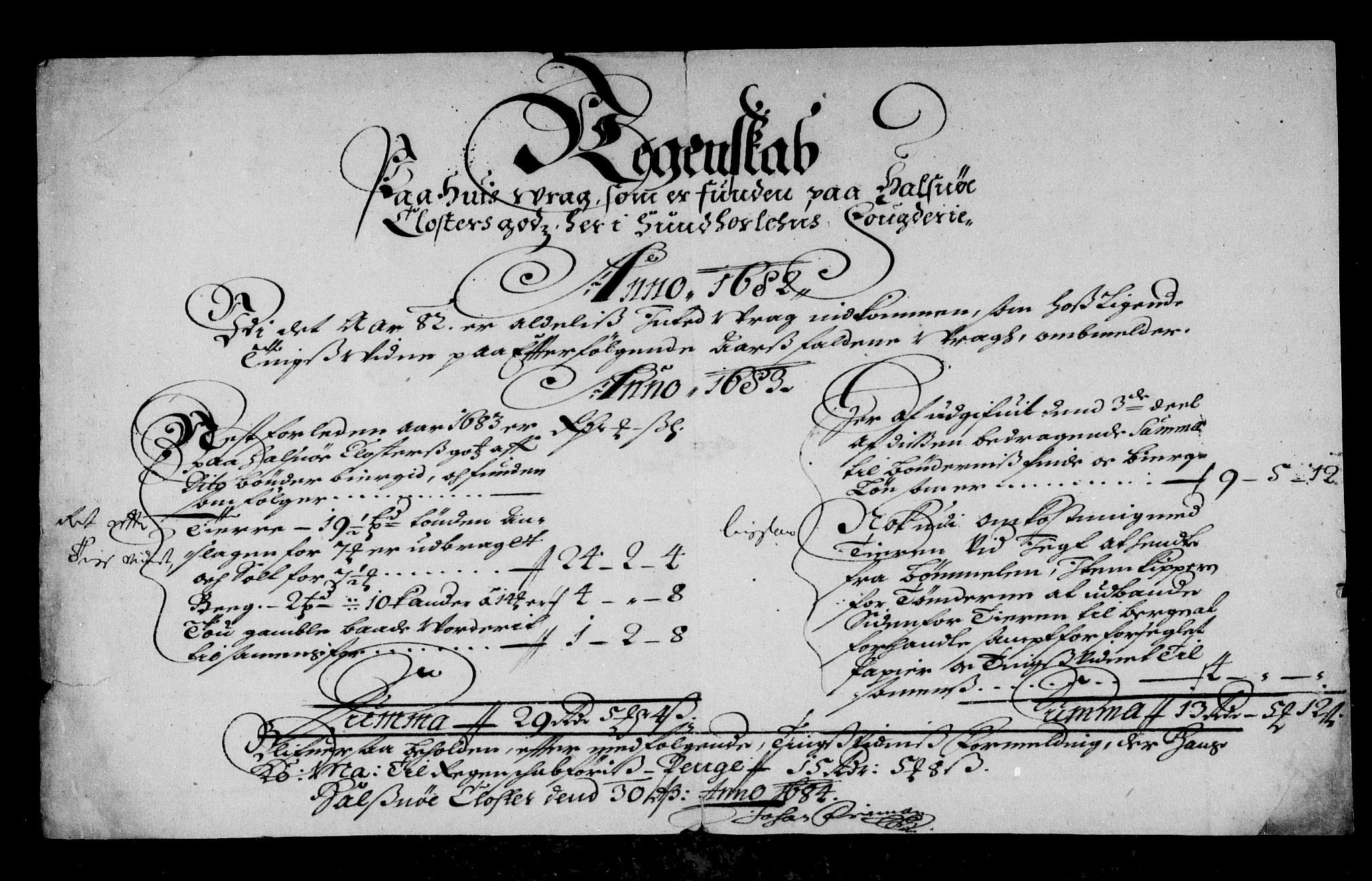 Rentekammeret inntil 1814, Reviderte regnskaper, Stiftamtstueregnskaper, Bergen stiftamt, AV/RA-EA-6043/R/Rc/L0070: Bergen stiftamt, 1683