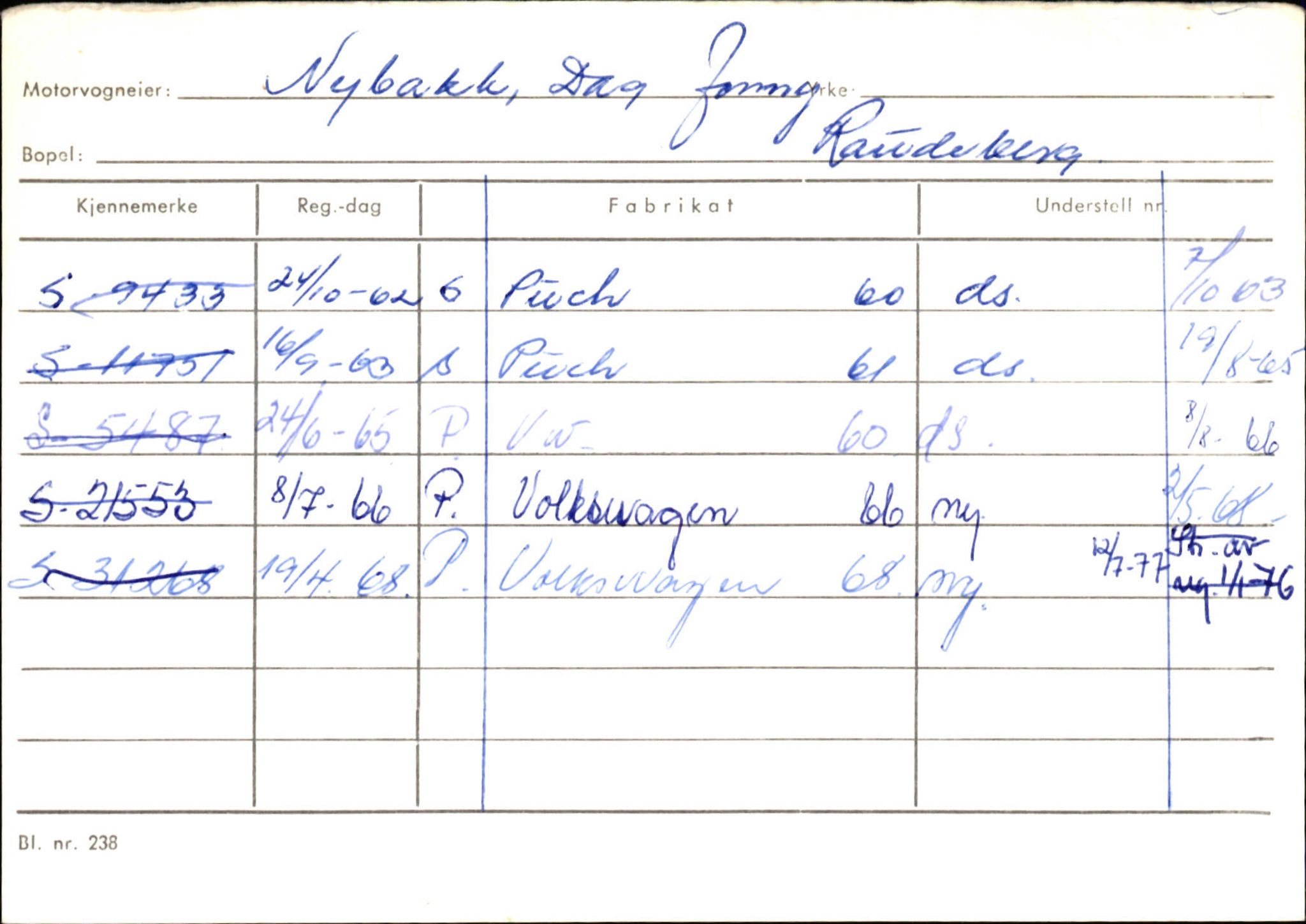 Statens vegvesen, Sogn og Fjordane vegkontor, SAB/A-5301/4/F/L0144: Registerkort Vågsøy A-R, 1945-1975, s. 2100