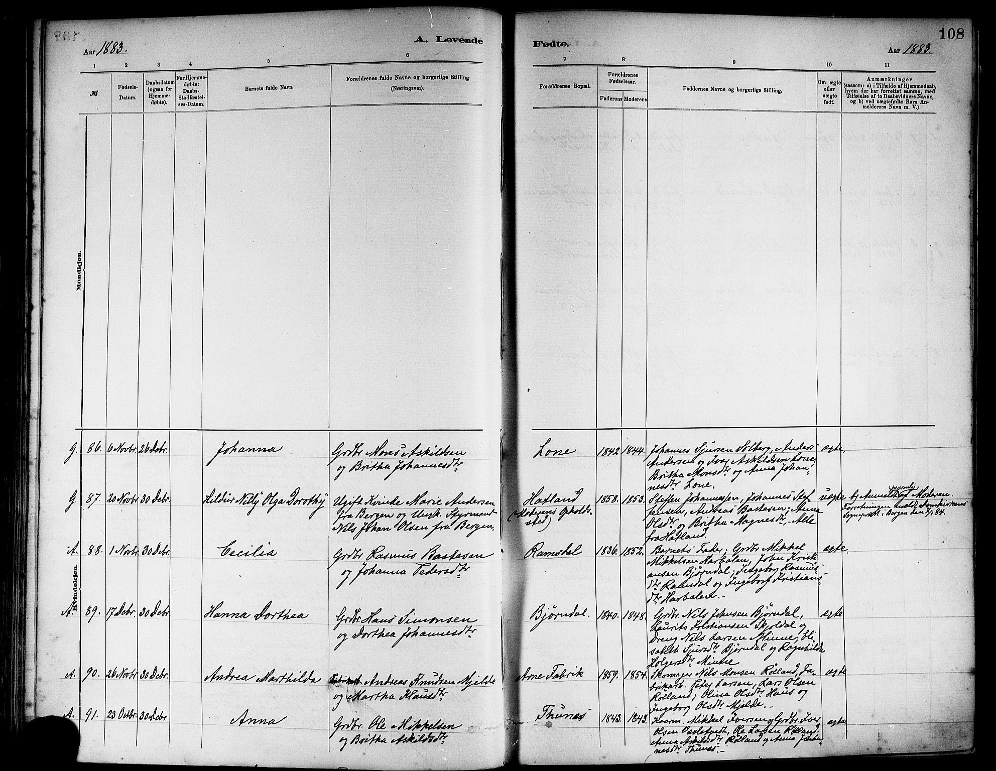 Haus sokneprestembete, AV/SAB-A-75601/H/Haa: Ministerialbok nr. A 19I, 1878-1886, s. 108