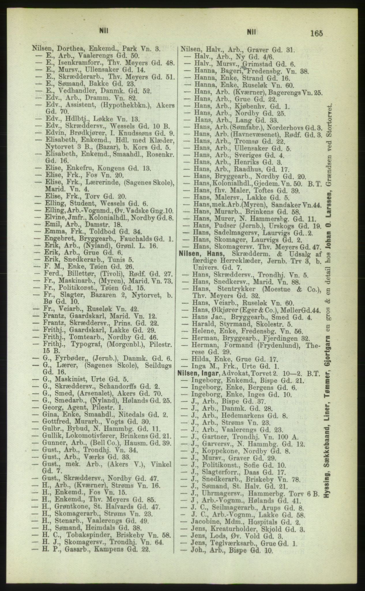 Kristiania/Oslo adressebok, PUBL/-, 1883, s. 165