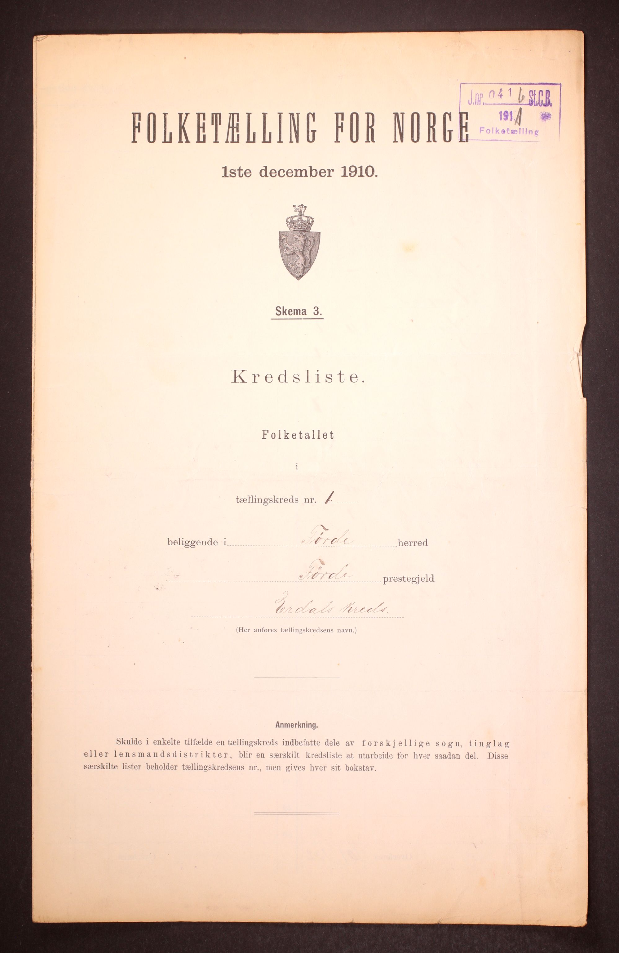 RA, Folketelling 1910 for 1432 Førde herred, 1910, s. 6