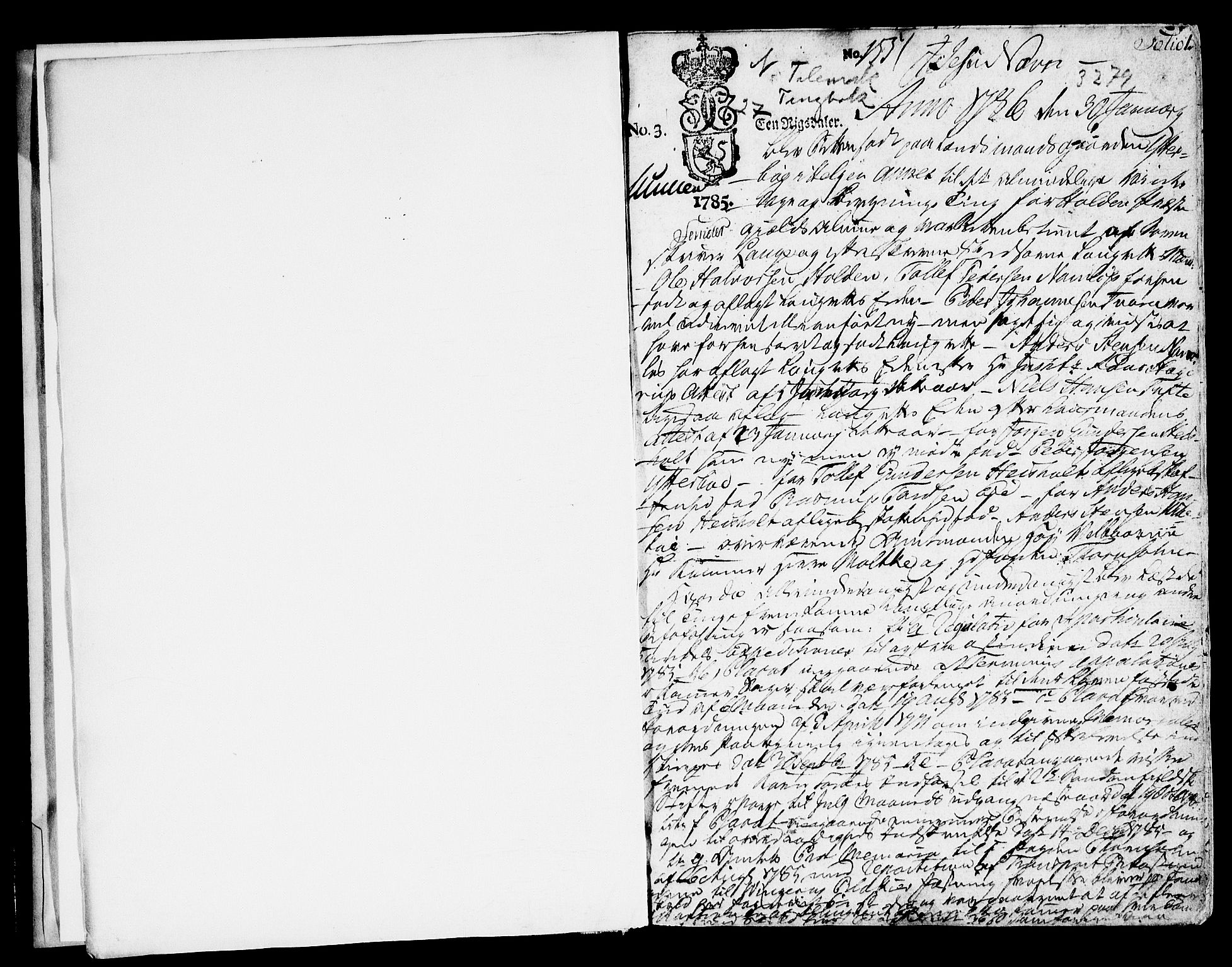 Nedre Telemark sorenskriveri, SAKO/A-135/F/Fa/L0029: Tingbok, 1786-1789, s. 1