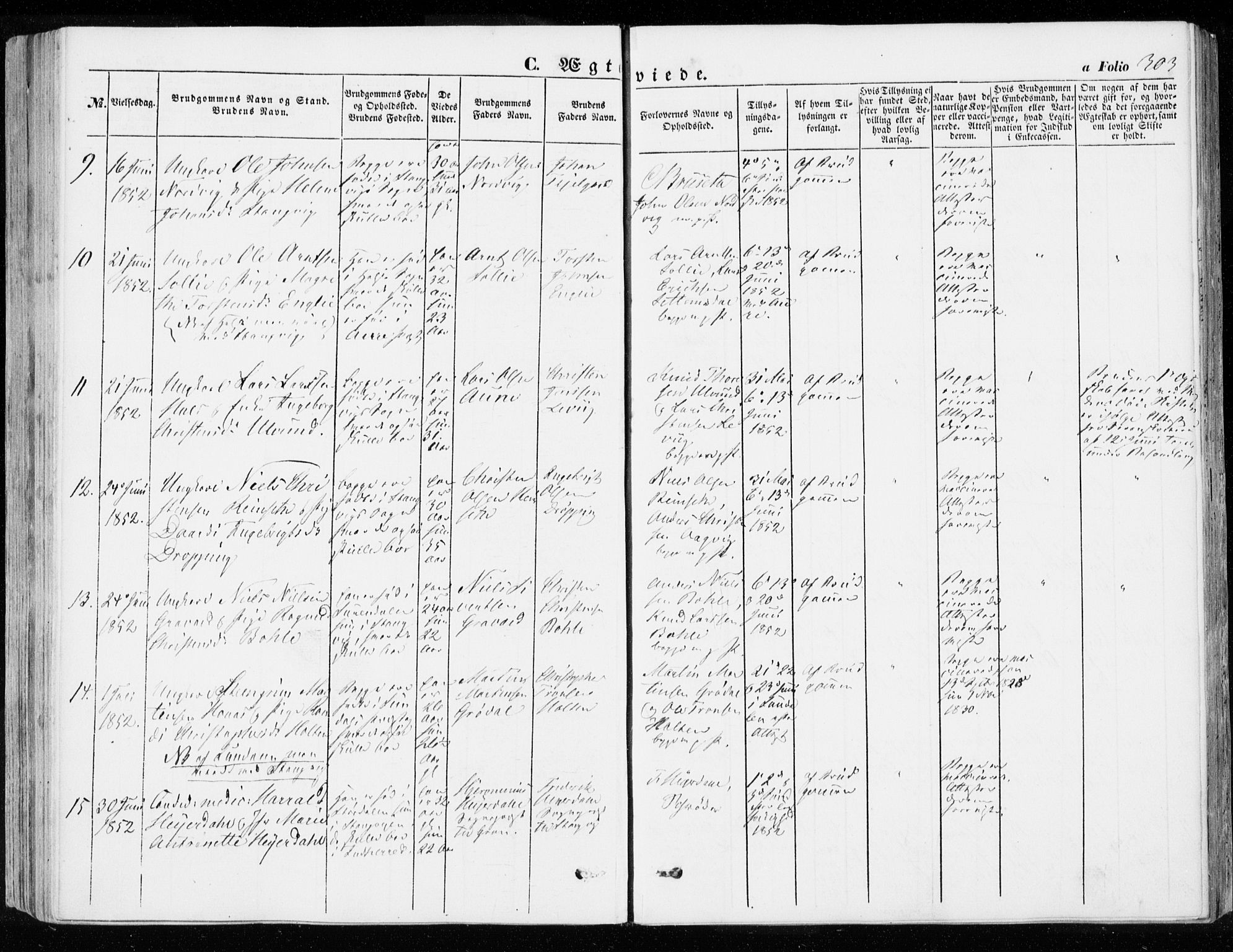 Ministerialprotokoller, klokkerbøker og fødselsregistre - Møre og Romsdal, AV/SAT-A-1454/592/L1026: Ministerialbok nr. 592A04, 1849-1867, s. 303