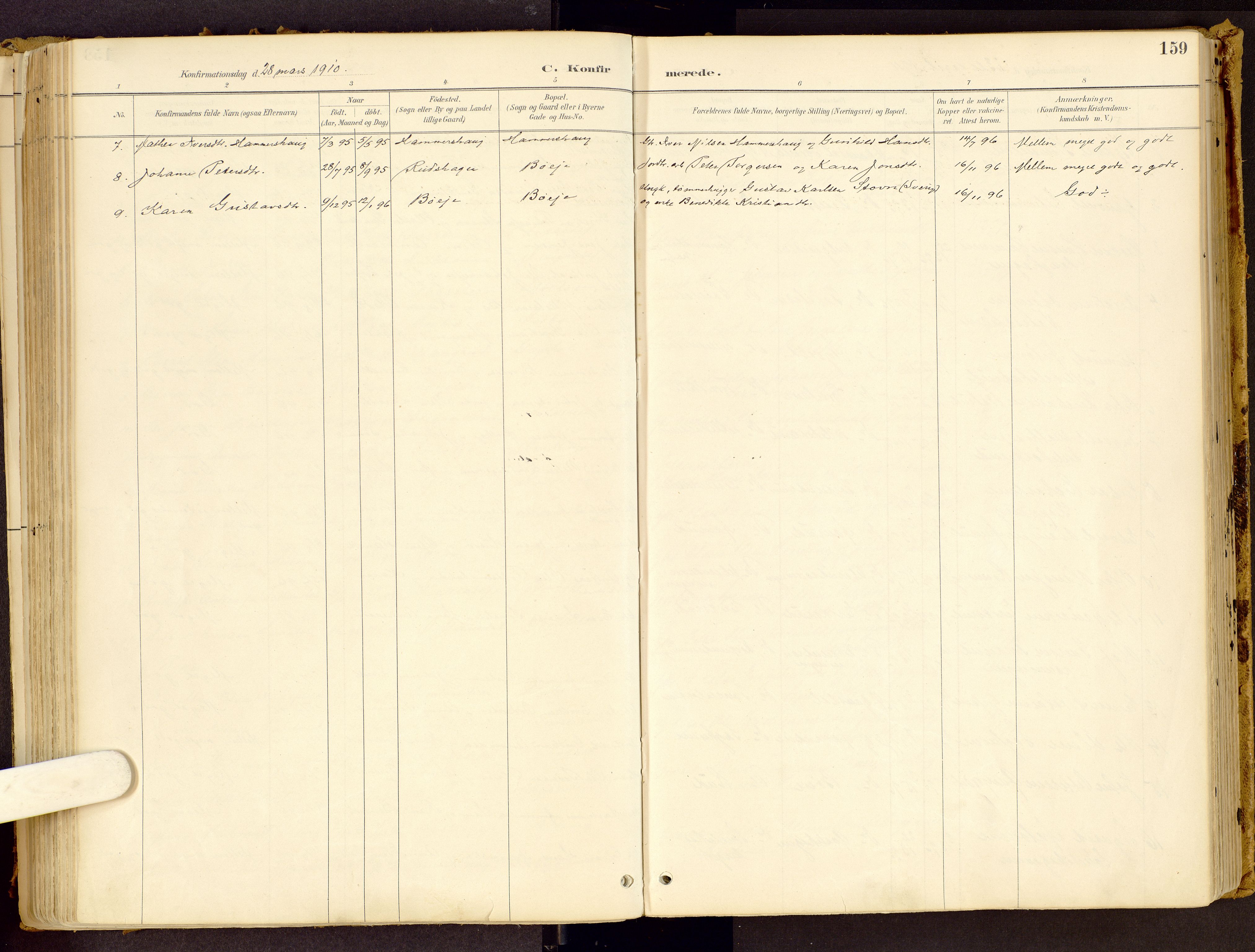 Vestre Gausdal prestekontor, SAH/PREST-094/H/Ha/Haa/L0001: Ministerialbok nr. 1, 1887-1914, s. 159