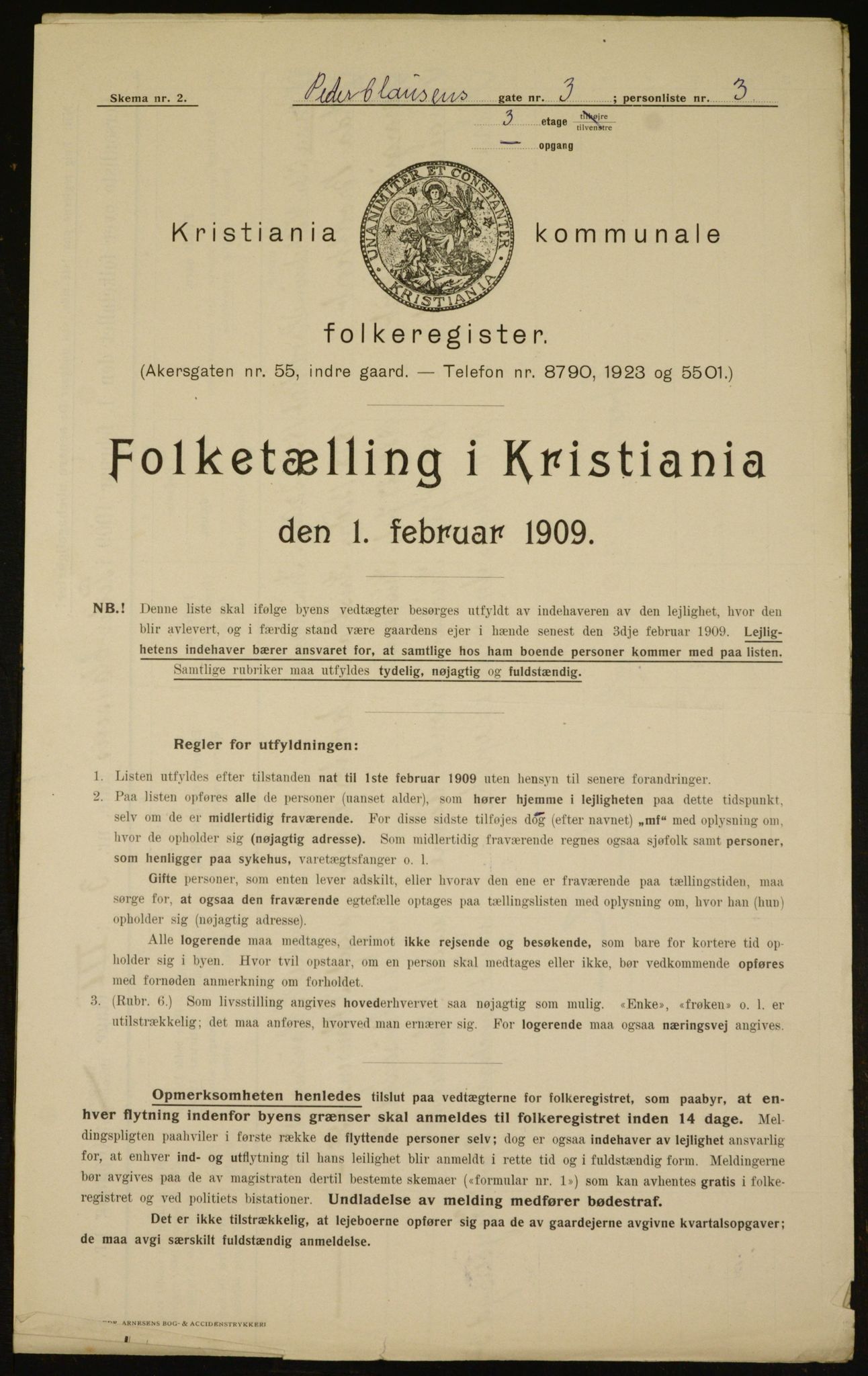 OBA, Kommunal folketelling 1.2.1909 for Kristiania kjøpstad, 1909, s. 71350