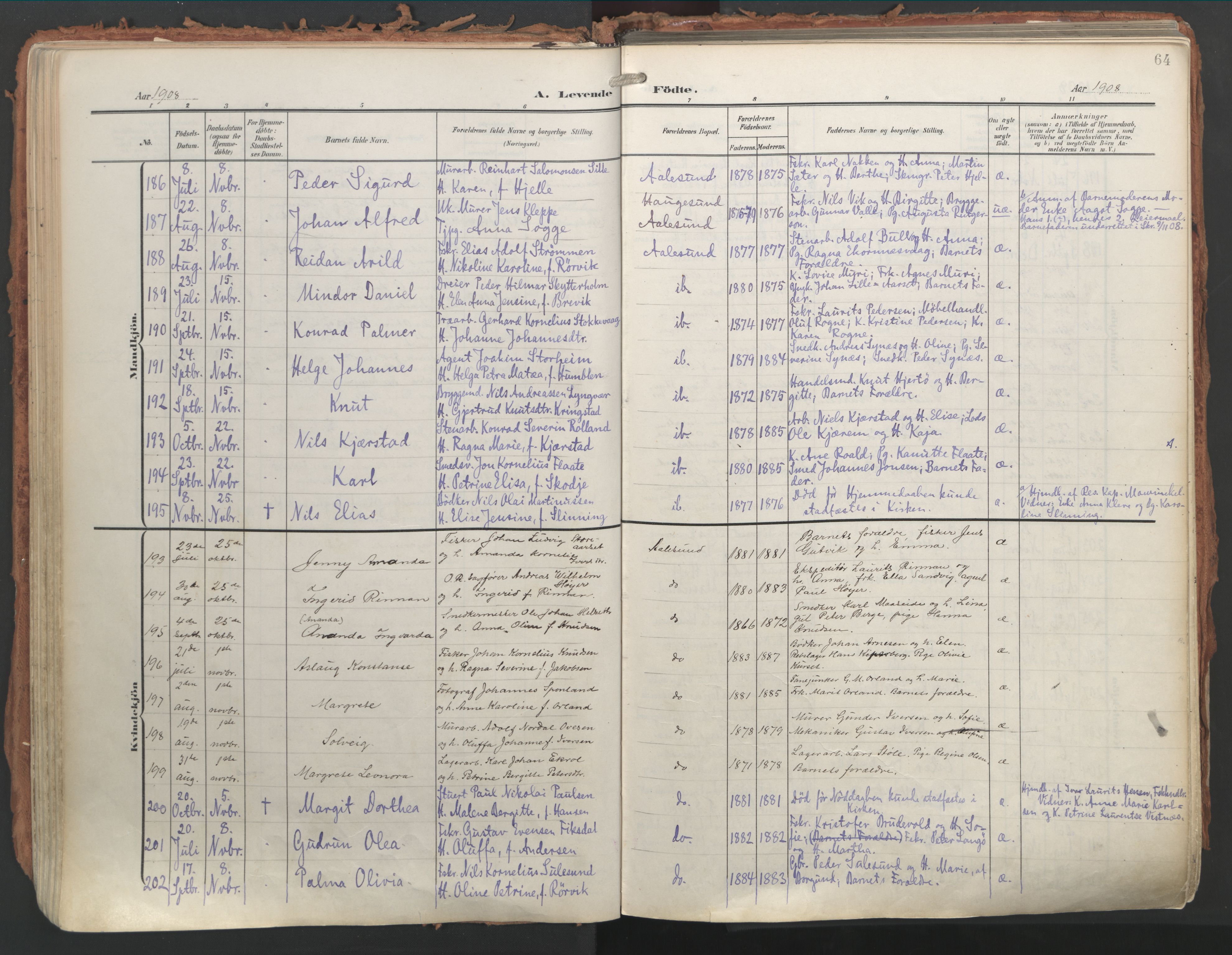 Ministerialprotokoller, klokkerbøker og fødselsregistre - Møre og Romsdal, AV/SAT-A-1454/529/L0460: Ministerialbok nr. 529A10, 1906-1917, s. 64