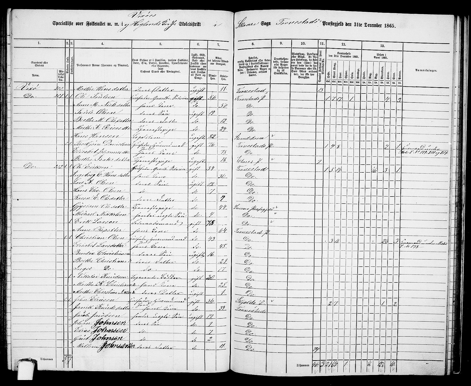 RA, Folketelling 1865 for 1152L Torvastad prestegjeld, Torvastad sokn, Skåre sokn og Utsira sokn, 1865, s. 127