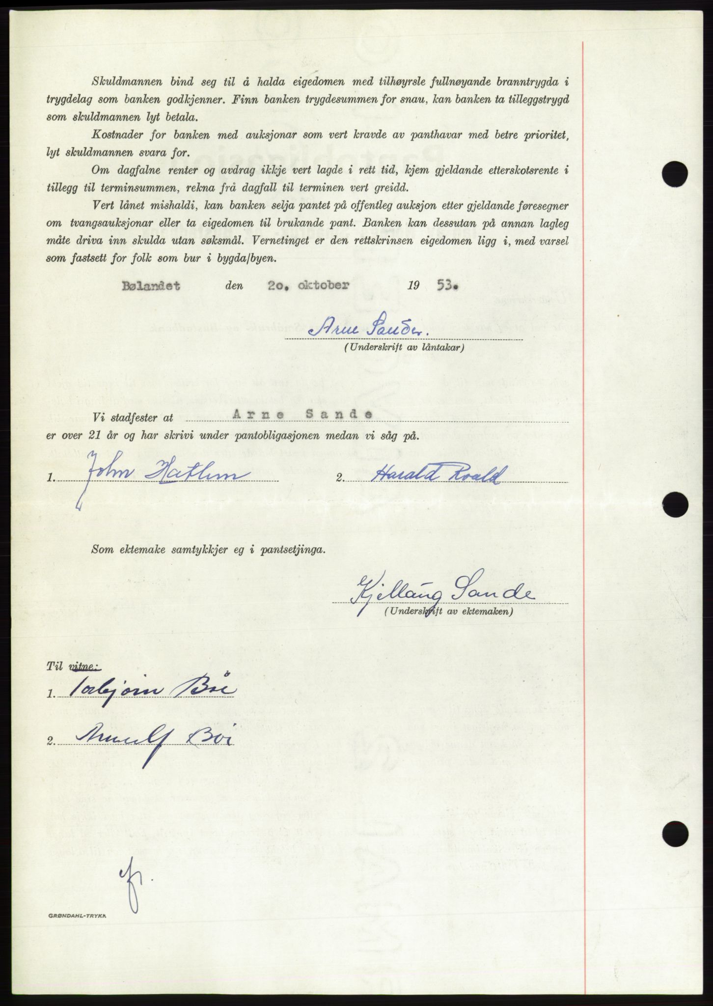 Søre Sunnmøre sorenskriveri, AV/SAT-A-4122/1/2/2C/L0124: Pantebok nr. 12B, 1953-1954, Dagboknr: 2863/1953