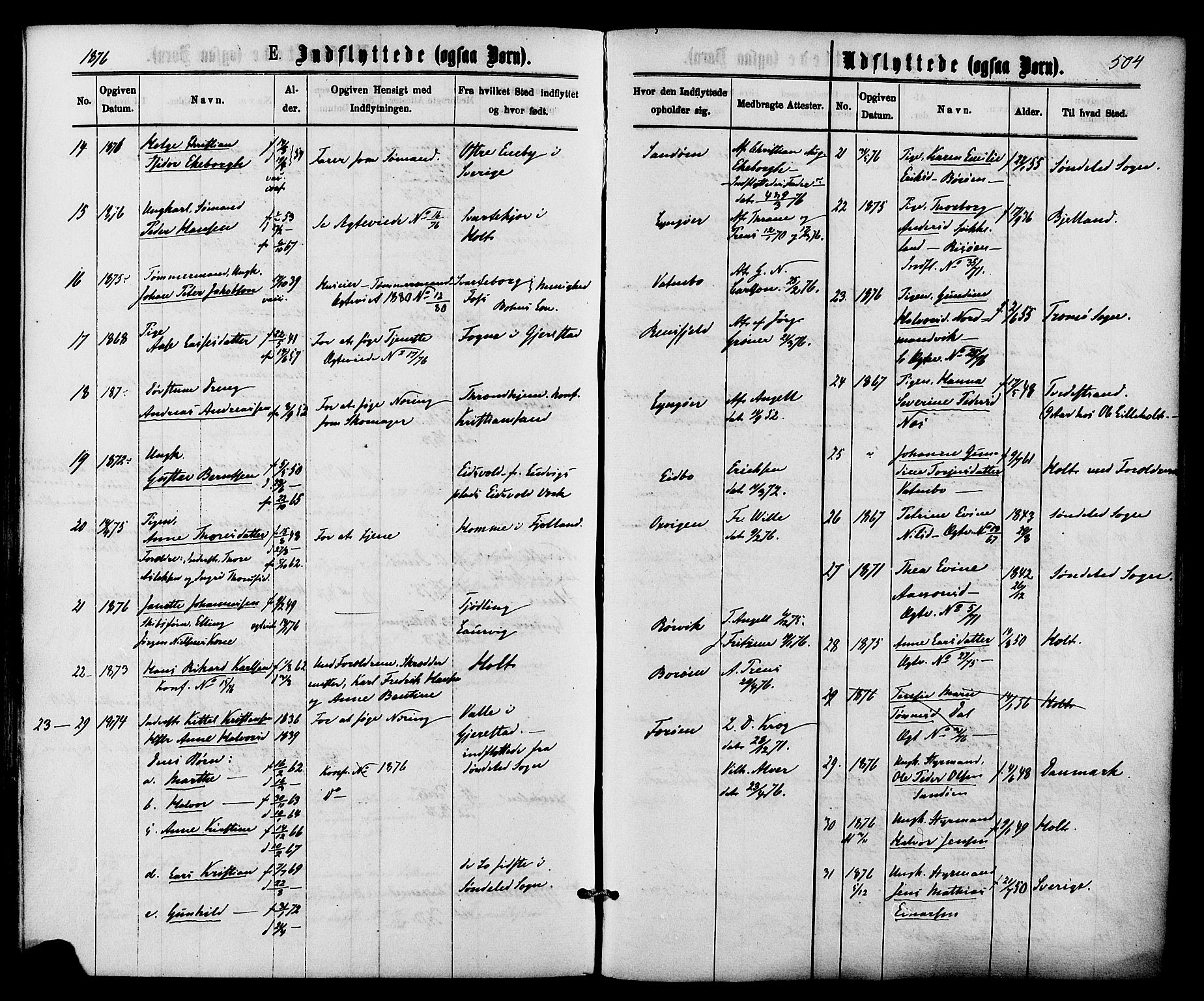 Dypvåg sokneprestkontor, AV/SAK-1111-0007/F/Fa/Faa/L0007: Ministerialbok nr. A 7/ 1, 1872-1884, s. 504