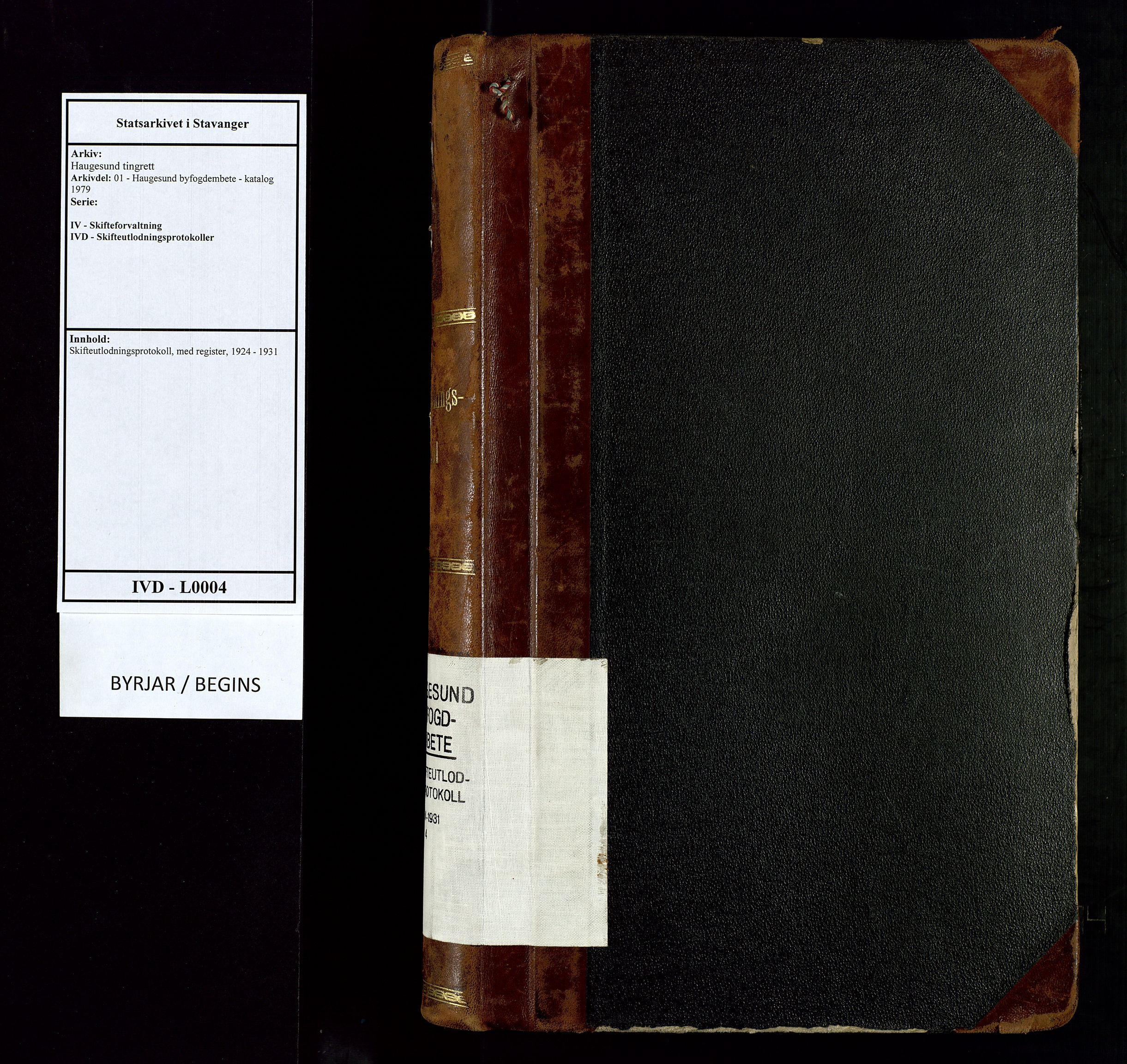 Haugesund tingrett, AV/SAST-A-101415/01/IV/IVD/L0004: Skifteutlodningsprotokoll, med register, 1924-1931
