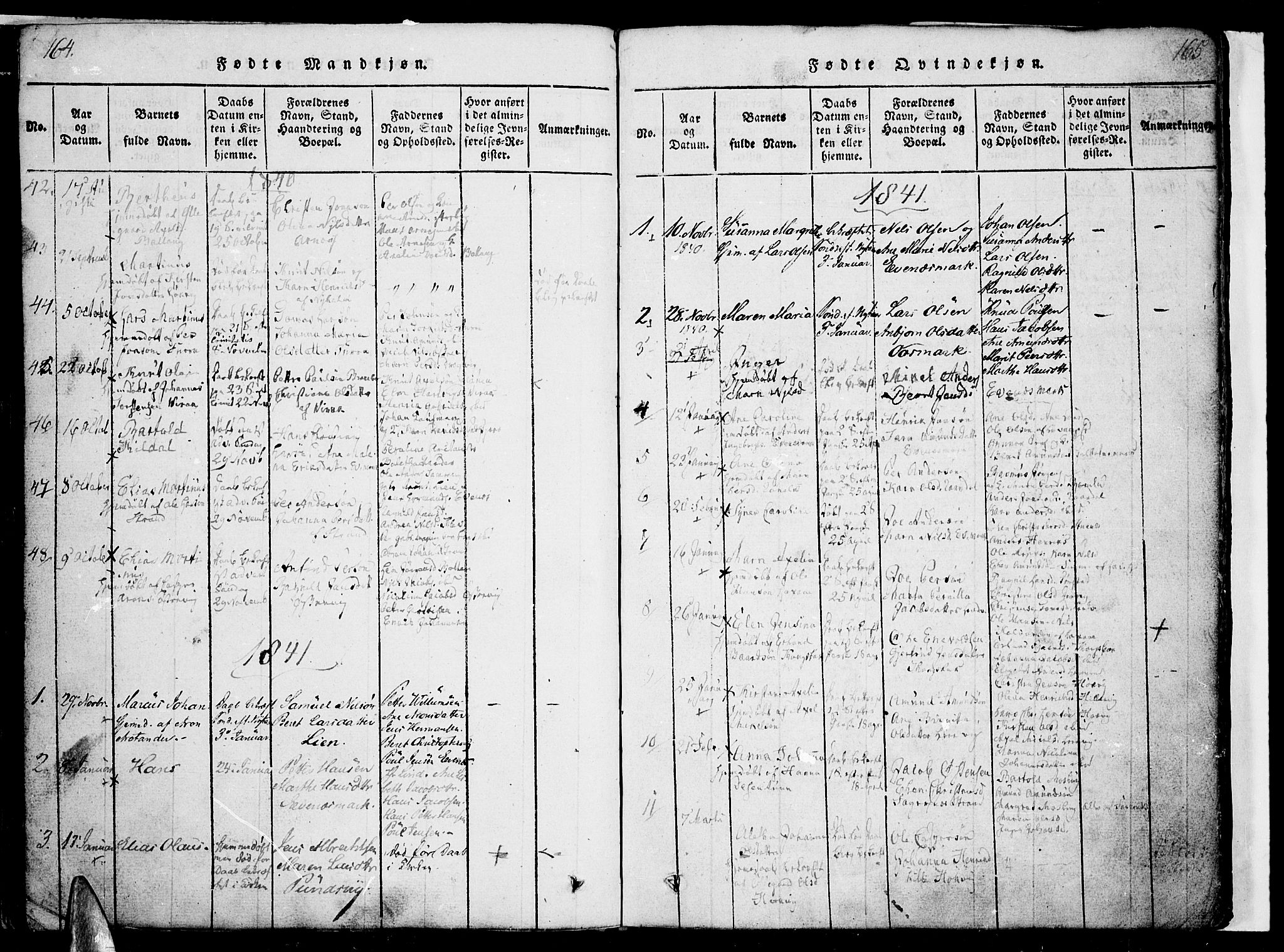 Ministerialprotokoller, klokkerbøker og fødselsregistre - Nordland, AV/SAT-A-1459/863/L0894: Ministerialbok nr. 863A06, 1821-1851, s. 164-165