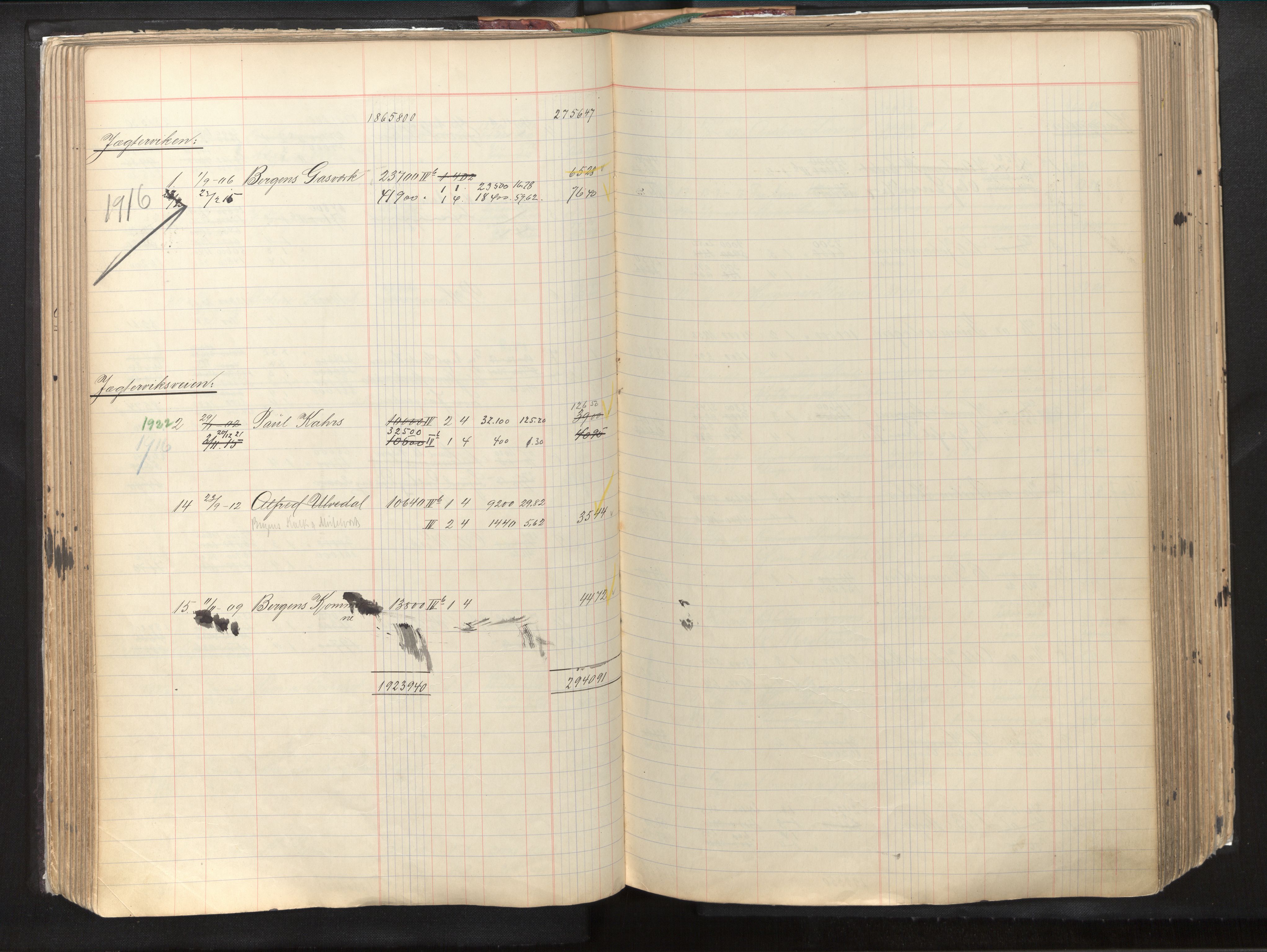 Byfogd og Byskriver i Bergen, SAB/A-3401/11/11Db/L0003: Register til branntakstprotokoll og branntakstkontingent, 1921