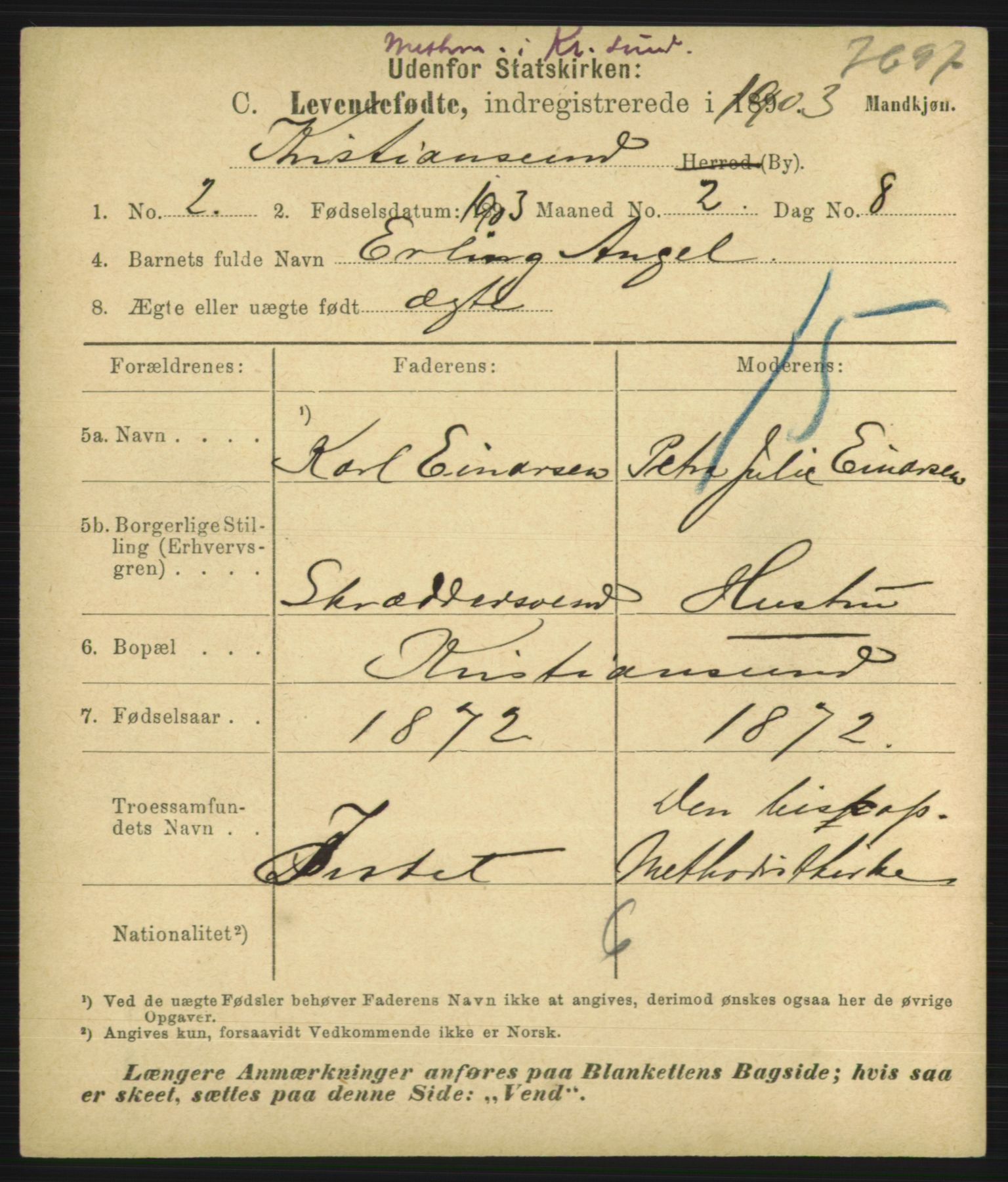 Statistisk sentralbyrå, Sosiodemografiske emner, Befolkning, RA/S-2228/D/Df/Dfa/Dfaa/L0016: Romsdal amt: Fødte, gifte, døde., 1903, s. 459