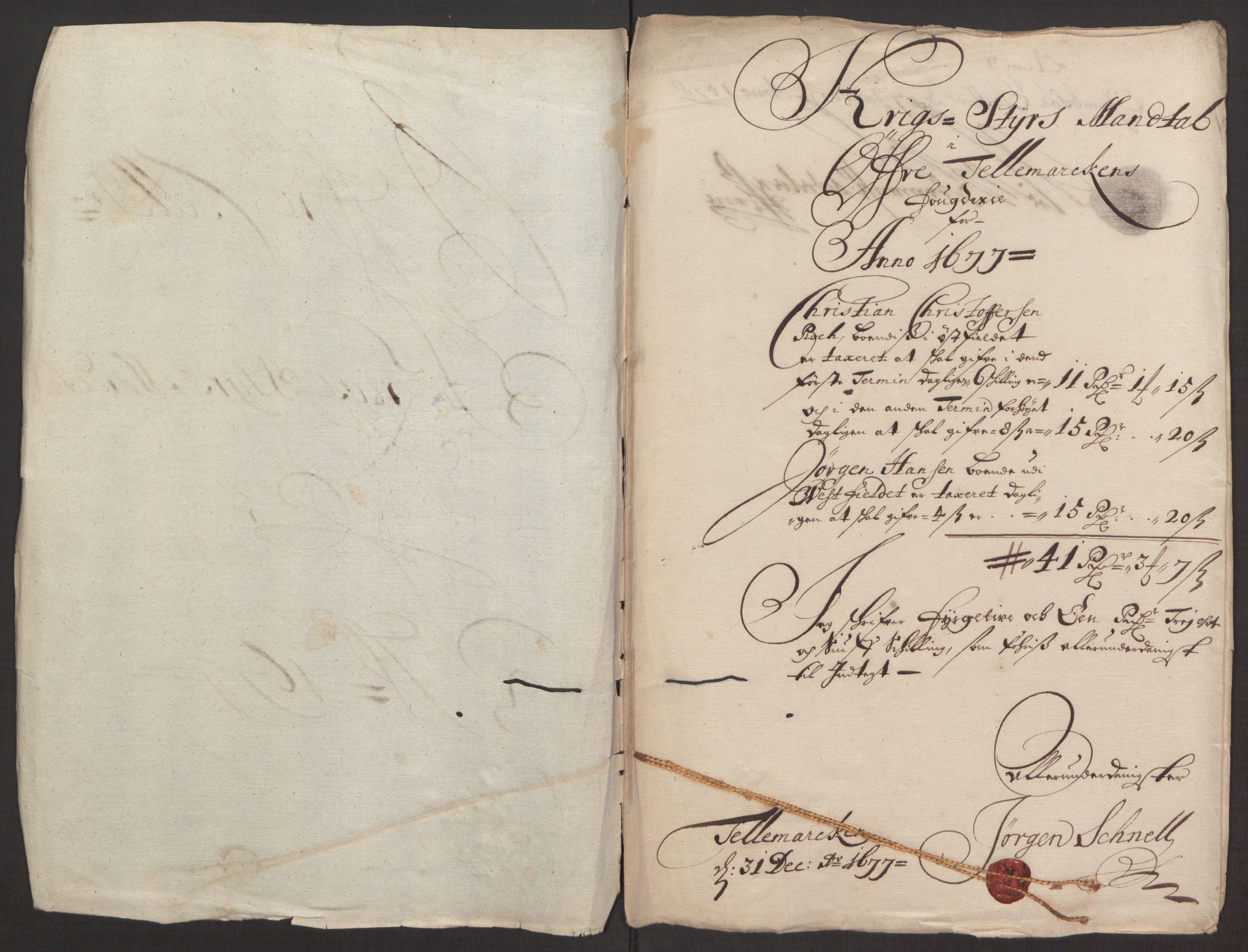 Rentekammeret inntil 1814, Reviderte regnskaper, Fogderegnskap, AV/RA-EA-4092/R35/L2067: Fogderegnskap Øvre og Nedre Telemark, 1677, s. 155