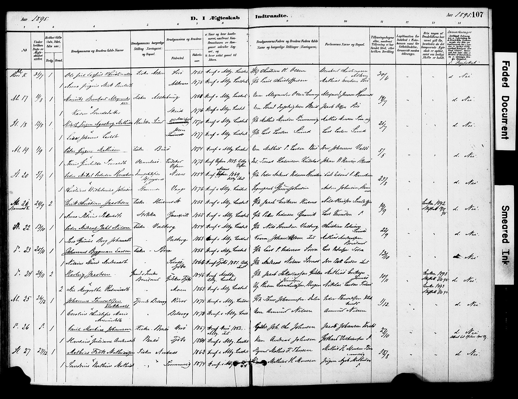 Ministerialprotokoller, klokkerbøker og fødselsregistre - Nordland, AV/SAT-A-1459/830/L0450: Ministerialbok nr. 830A14, 1879-1896, s. 107