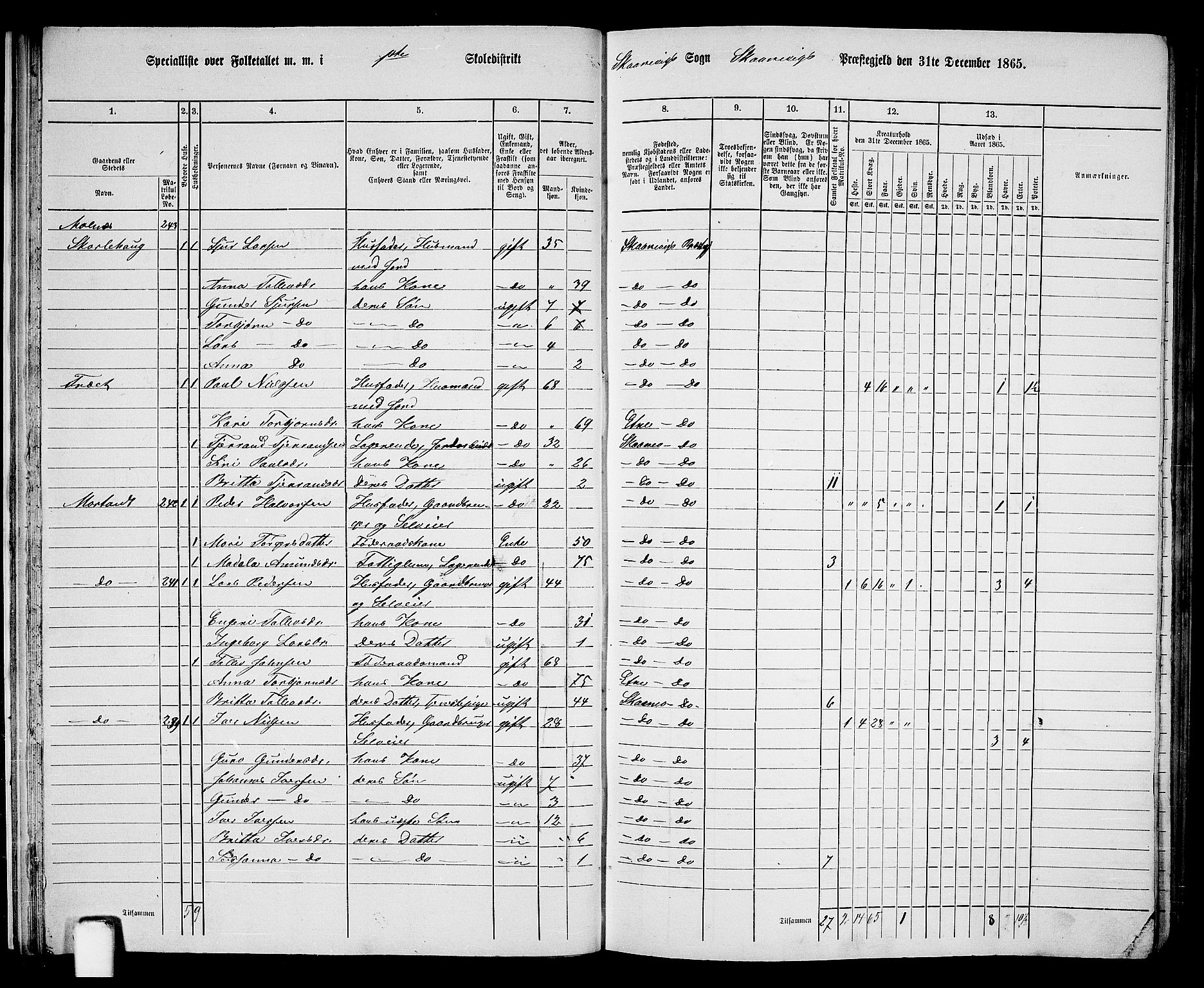 RA, Folketelling 1865 for 1212P Skånevik prestegjeld, 1865, s. 23