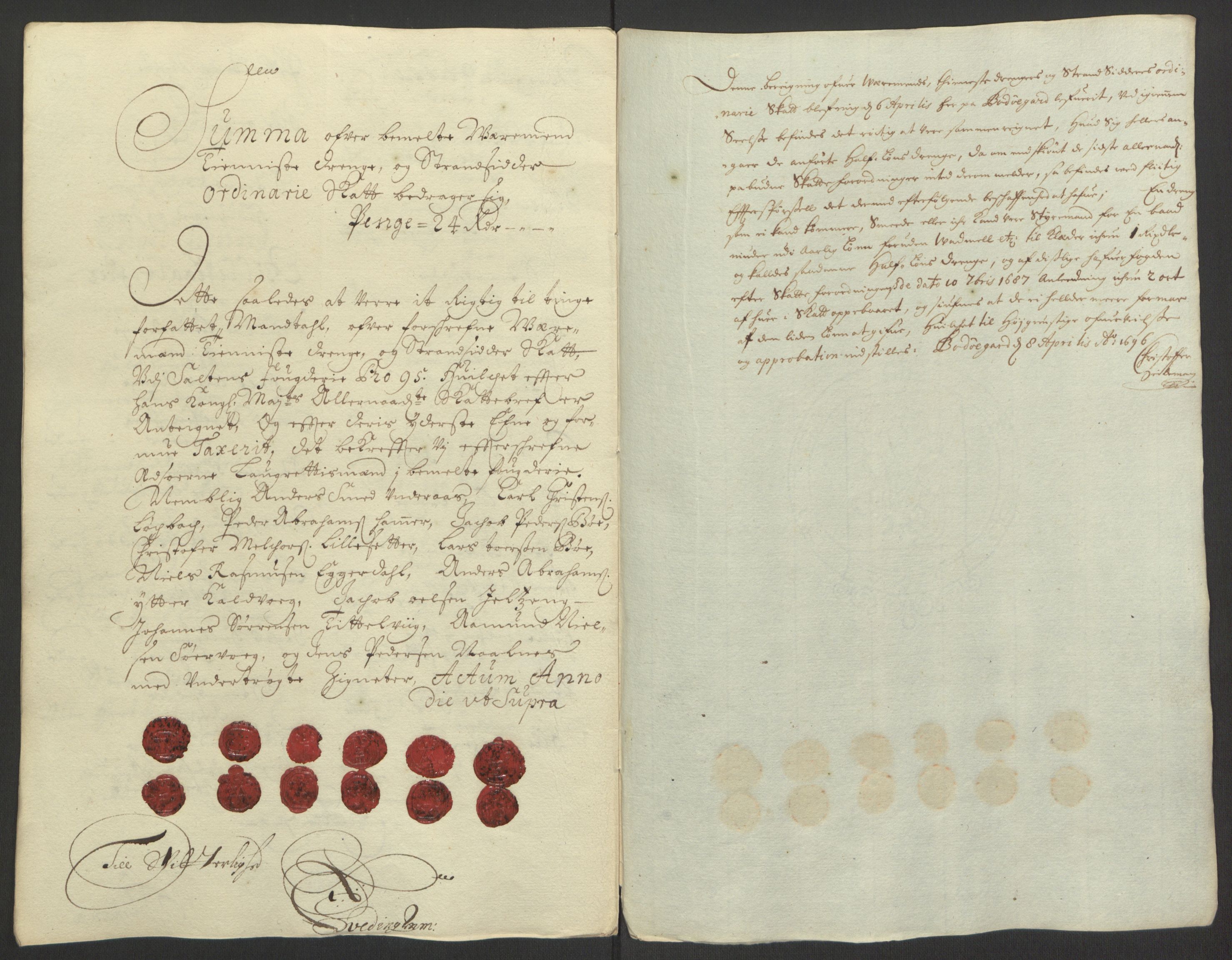 Rentekammeret inntil 1814, Reviderte regnskaper, Fogderegnskap, AV/RA-EA-4092/R66/L4578: Fogderegnskap Salten, 1694-1696, s. 146