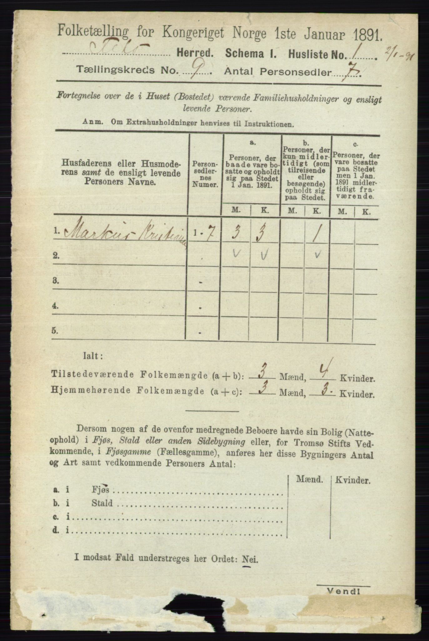 RA, Folketelling 1891 for 0227 Fet herred, 1891, s. 3415