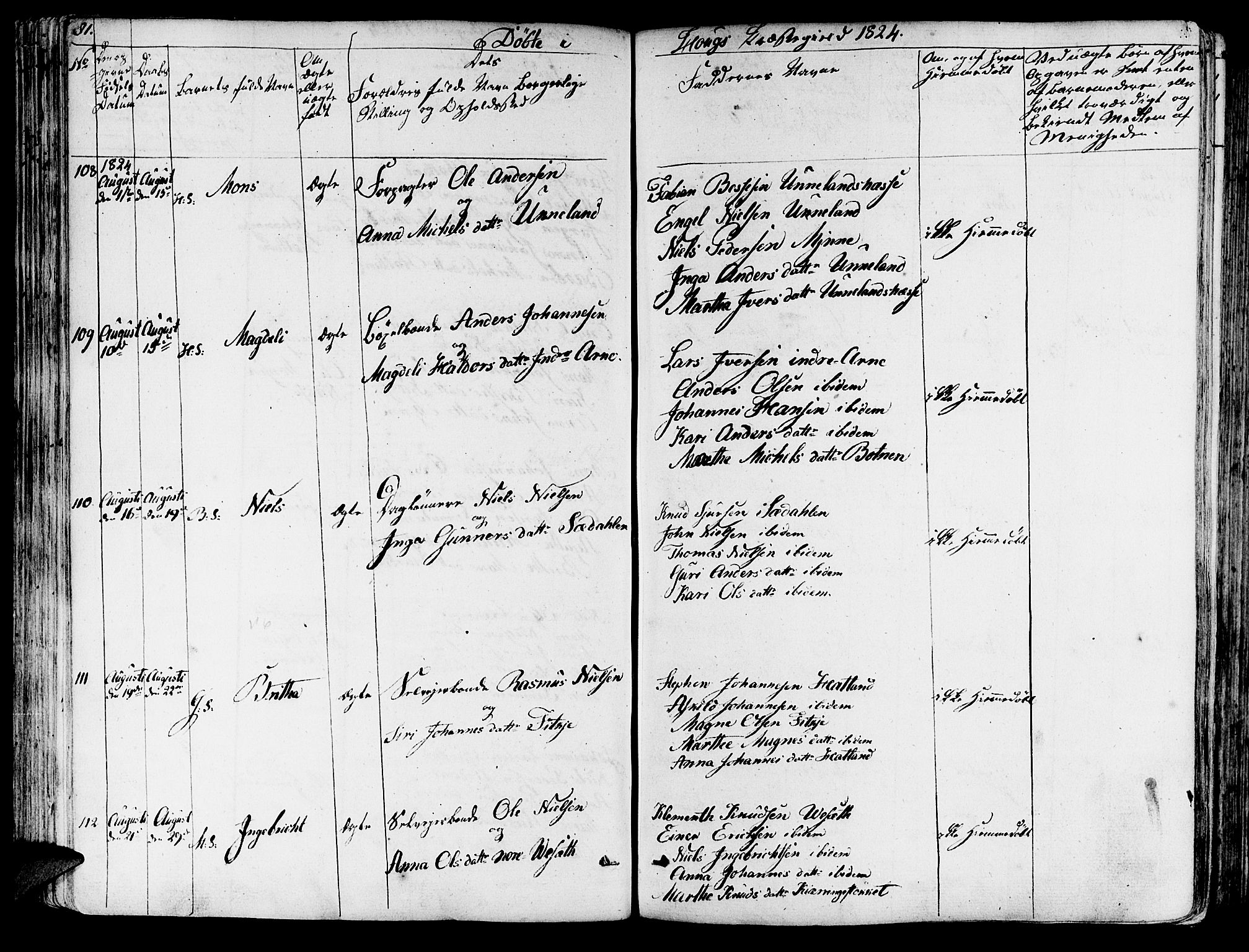 Haus sokneprestembete, SAB/A-75601/H/Haa: Ministerialbok nr. A 13, 1821-1827, s. 81