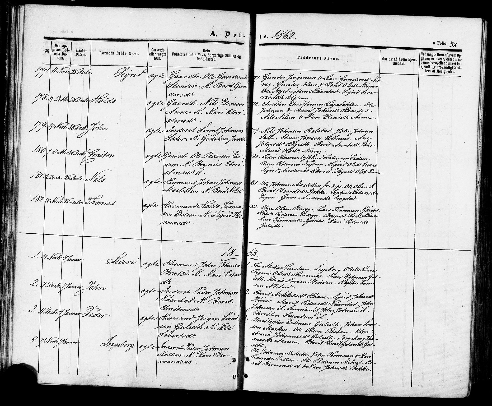 Ministerialprotokoller, klokkerbøker og fødselsregistre - Sør-Trøndelag, SAT/A-1456/695/L1147: Ministerialbok nr. 695A07, 1860-1877, s. 38