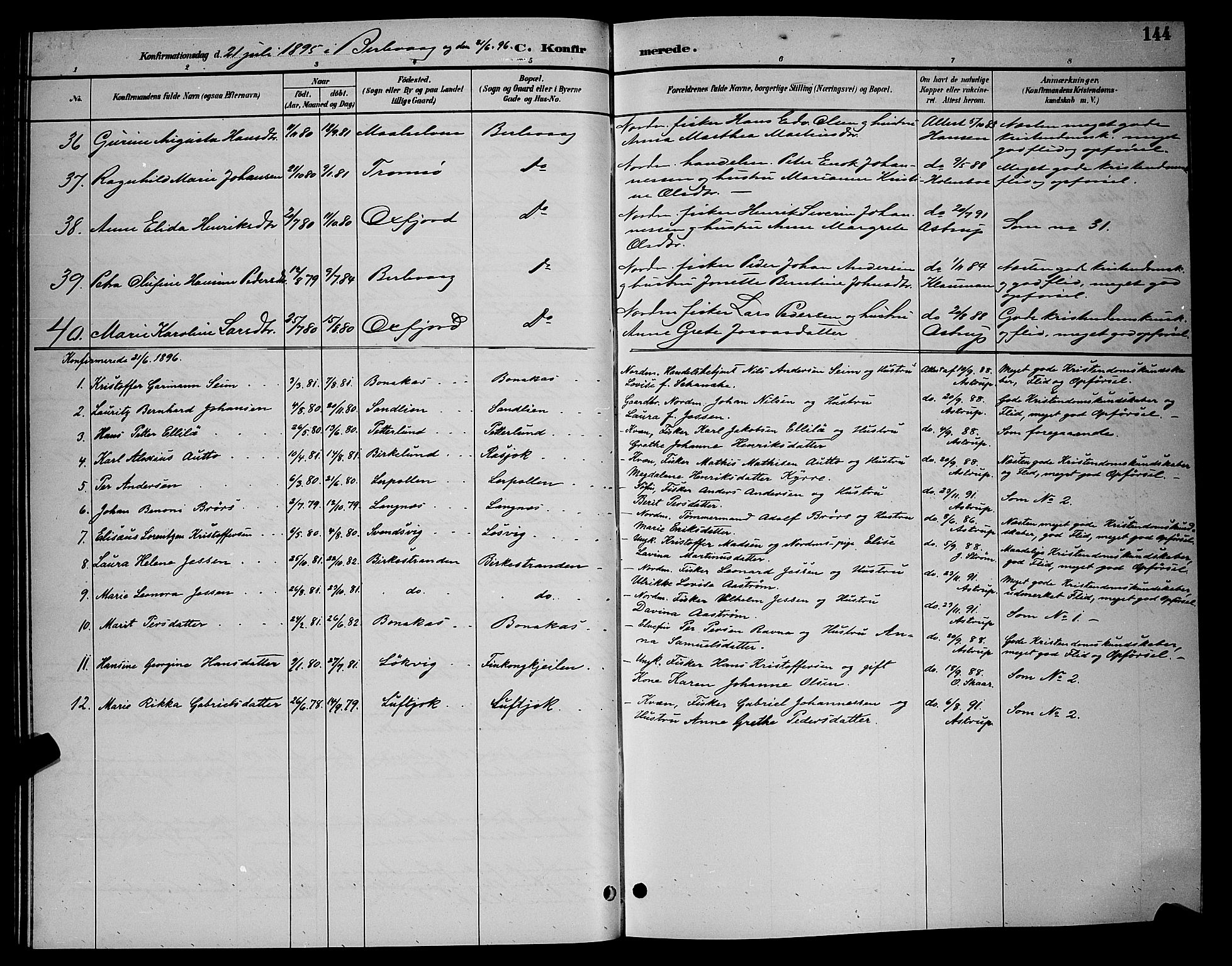 Tana sokneprestkontor, AV/SATØ-S-1334/H/Hb/L0004klokker: Klokkerbok nr. 4, 1890-1903, s. 144