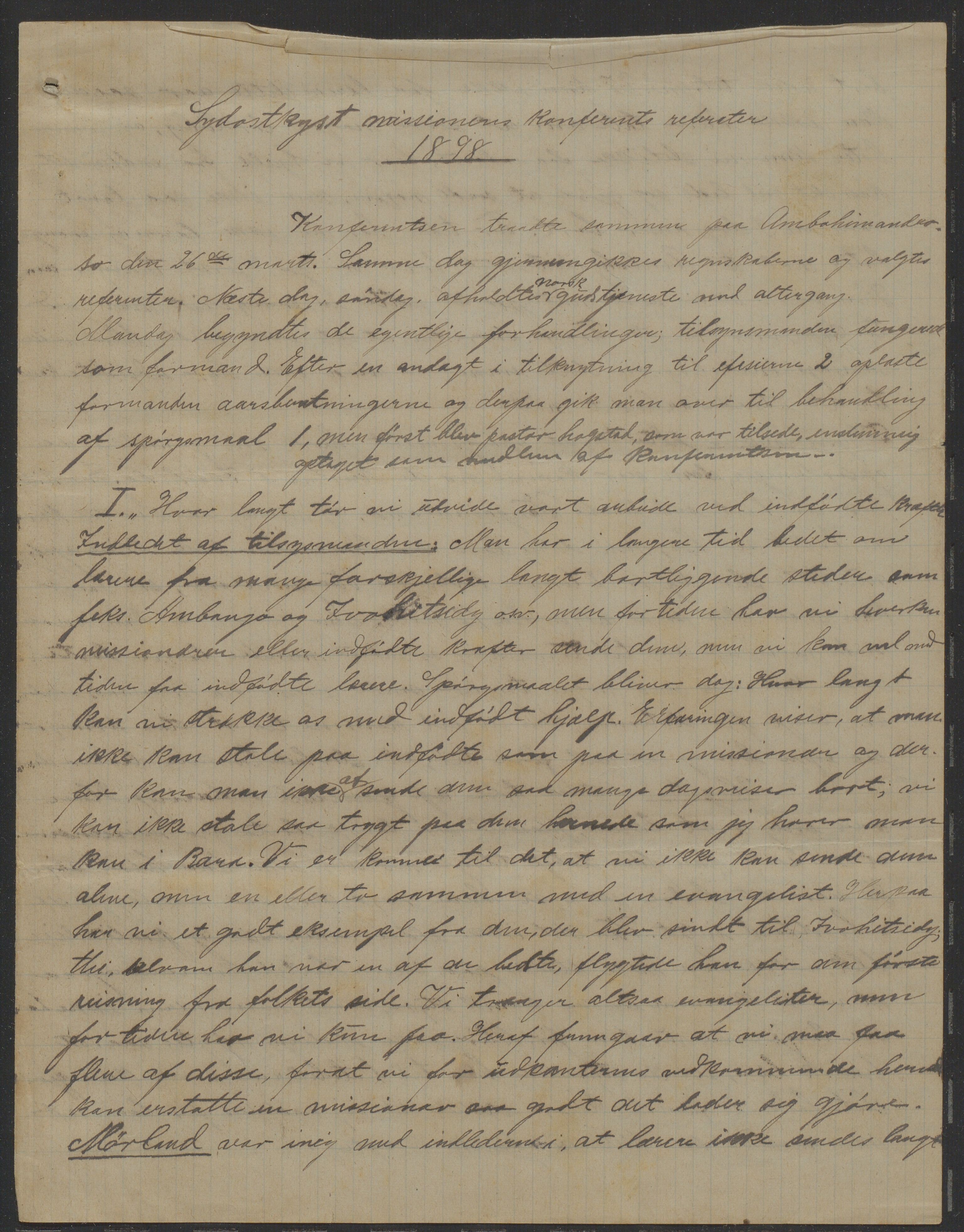 Det Norske Misjonsselskap - hovedadministrasjonen, VID/MA-A-1045/D/Da/Daa/L0042/0005: Konferansereferat og årsberetninger / Konferansereferat fra Øst-Madagaskar., 1898