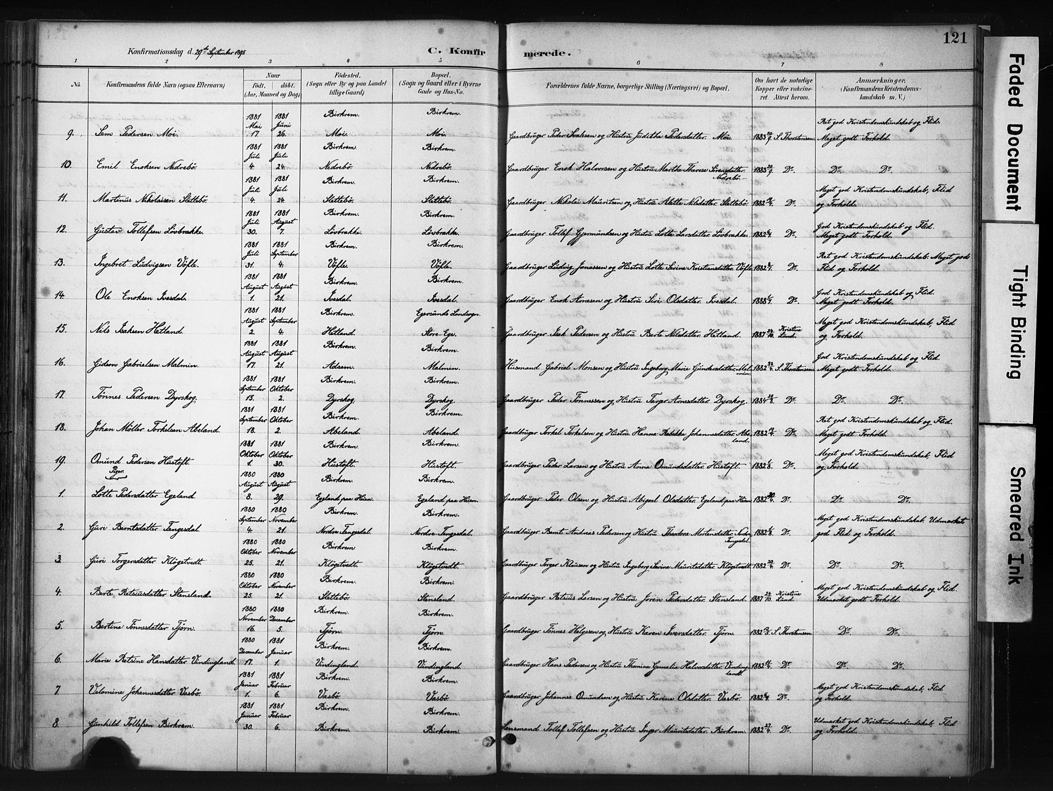 Helleland sokneprestkontor, AV/SAST-A-101810: Ministerialbok nr. A 9, 1887-1908, s. 121